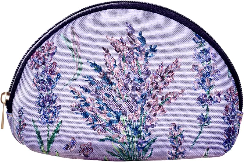Necessaire Signare Floral Lavender com zíper e bolso interno