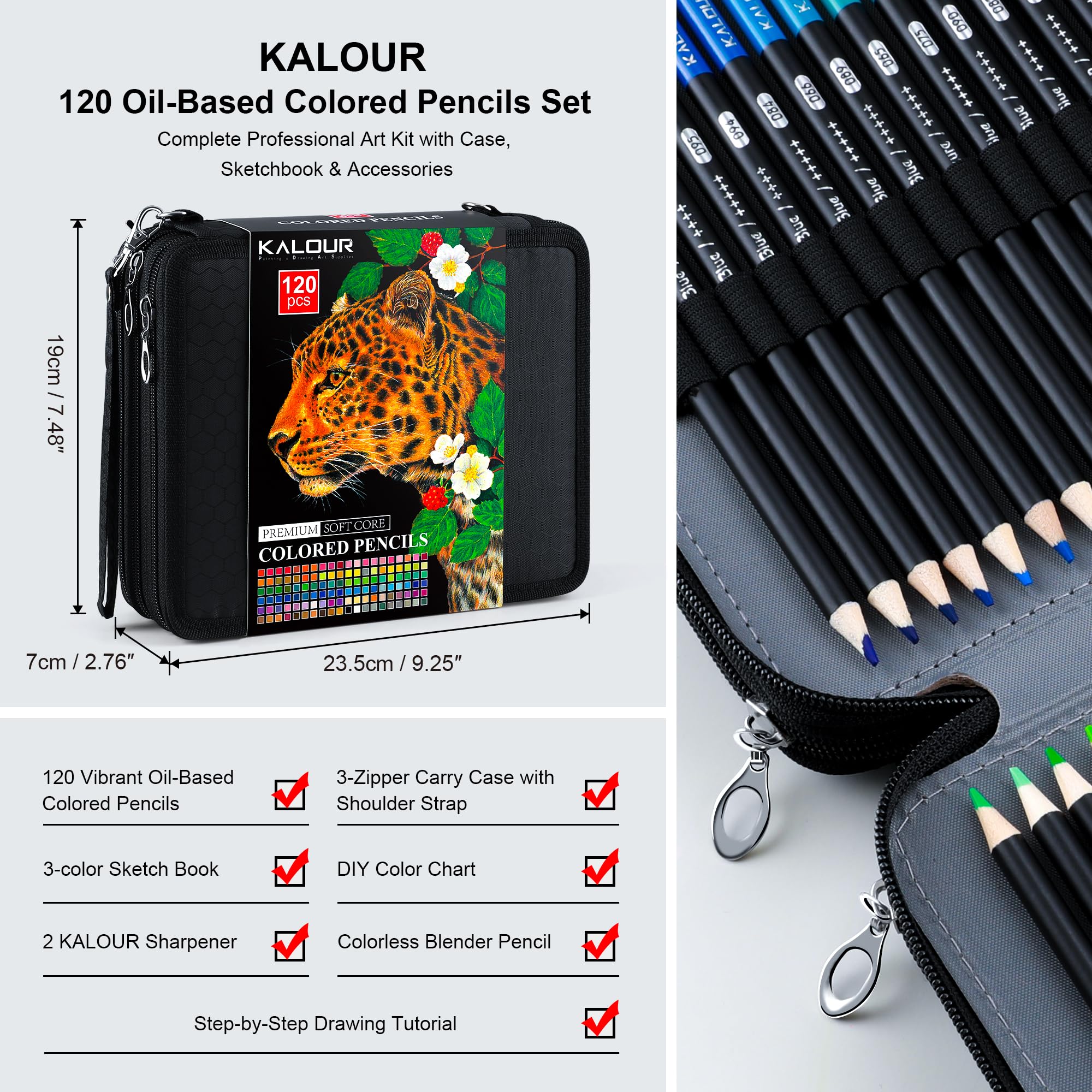 Amazon.com: KALOUR 120 Colored Pencils Set with Carry Case