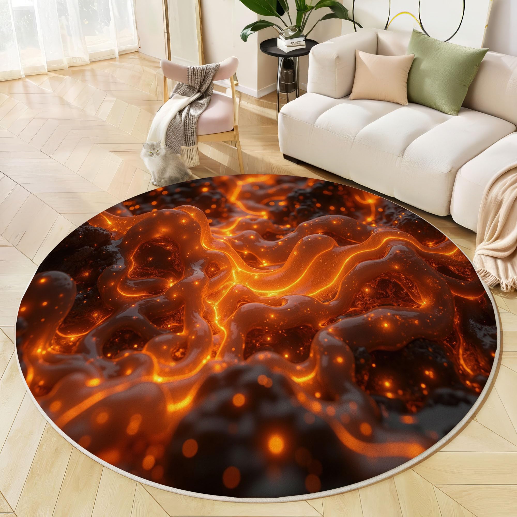 Tapis rond salon 3D paysage fantastique pour réchauffer votre déco