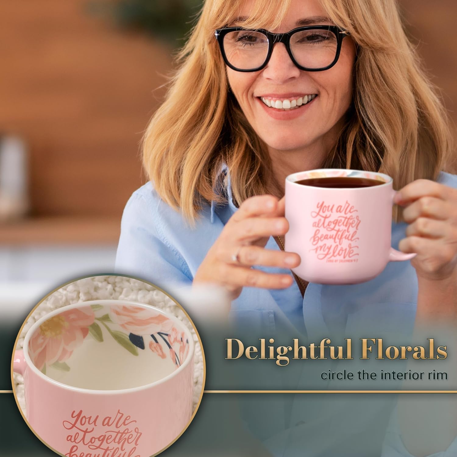 Christian Art Gifts Large Novelty Inspirational Ceramic Coffee & Tea Mug for Women: Altogether Beautiful Encouraging Scripture, Microwave & Dishwasher Safe, Pink, 15 oz. - Image 4