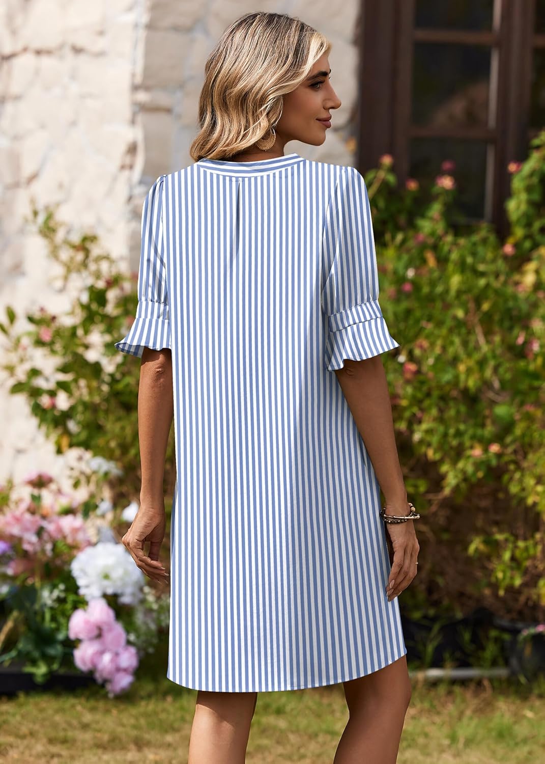 Zeagoo Summer Dresses for Women 2026 V Neck Ruffle Sleeve Casual Shift Dress Hawaiian Sundress Beach Vacation Clothes - Image 5