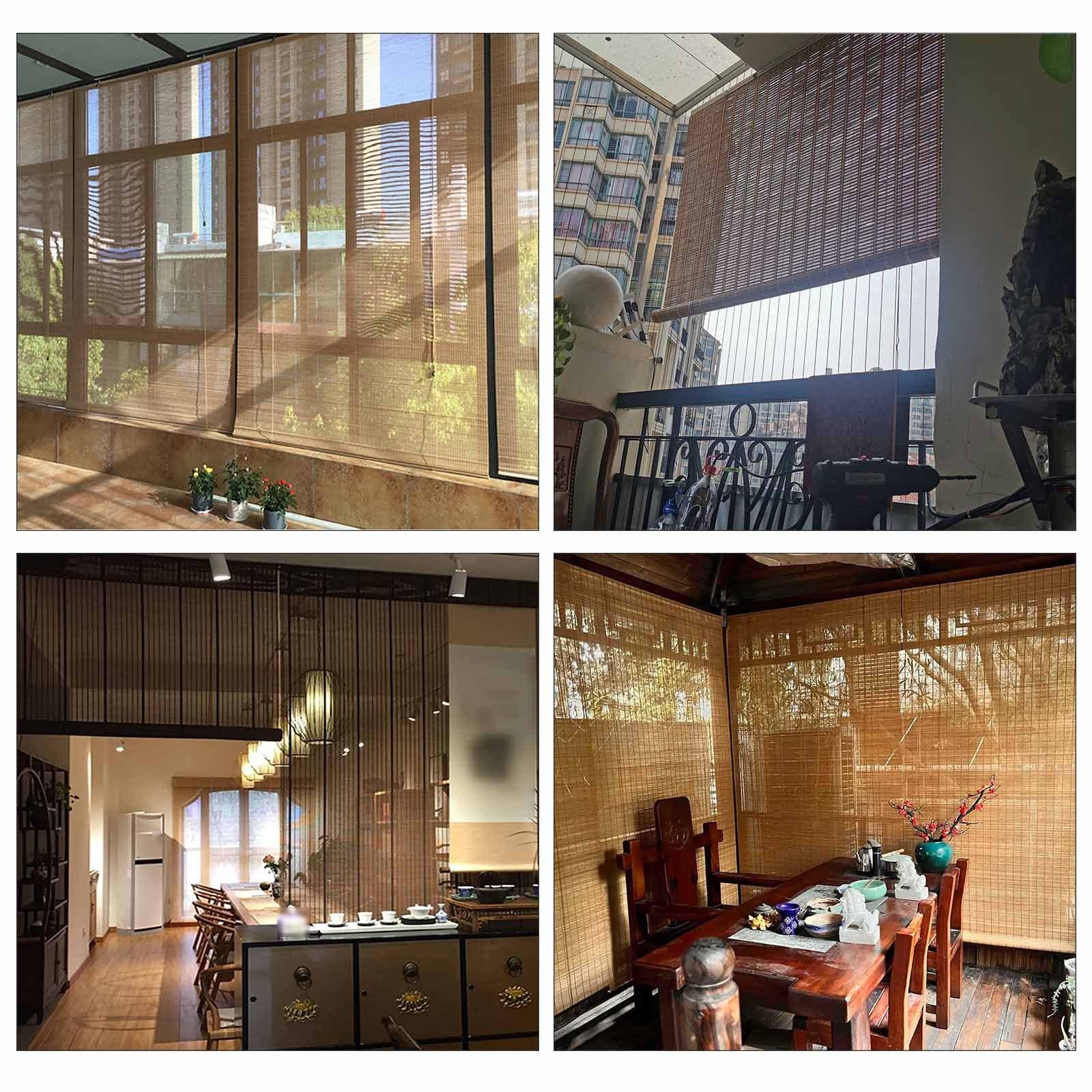 Holz Jalousien-Bambus Fenster Rollos-außenbalkon Sichtschutz Jalousien-natürliche Karbonisierte Römische Rollläden-atmungsaktive Bambus Sonnenschutz Jalousien,WxH-70x180cm/28x71in