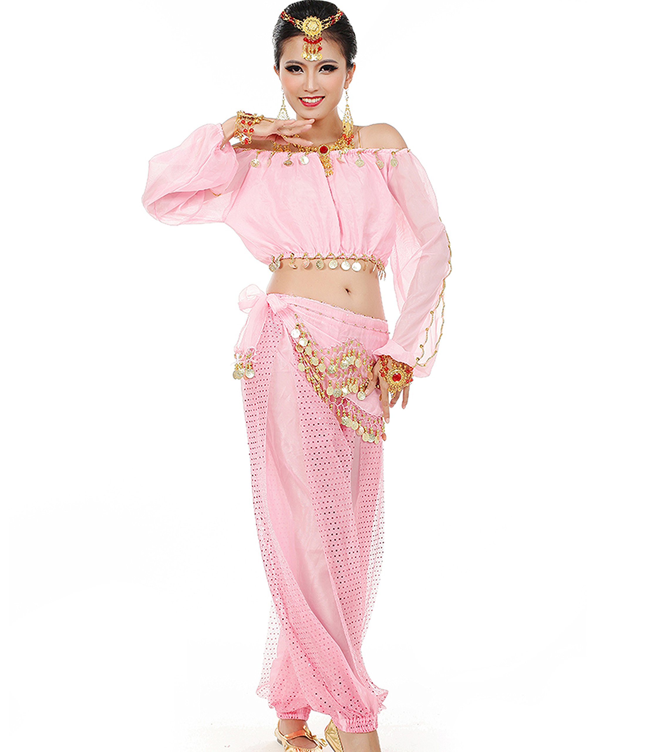 Astage Mujeres Danza Del Vientre Disfraz Active Wear Top Pantalones Cinturón Conjunto