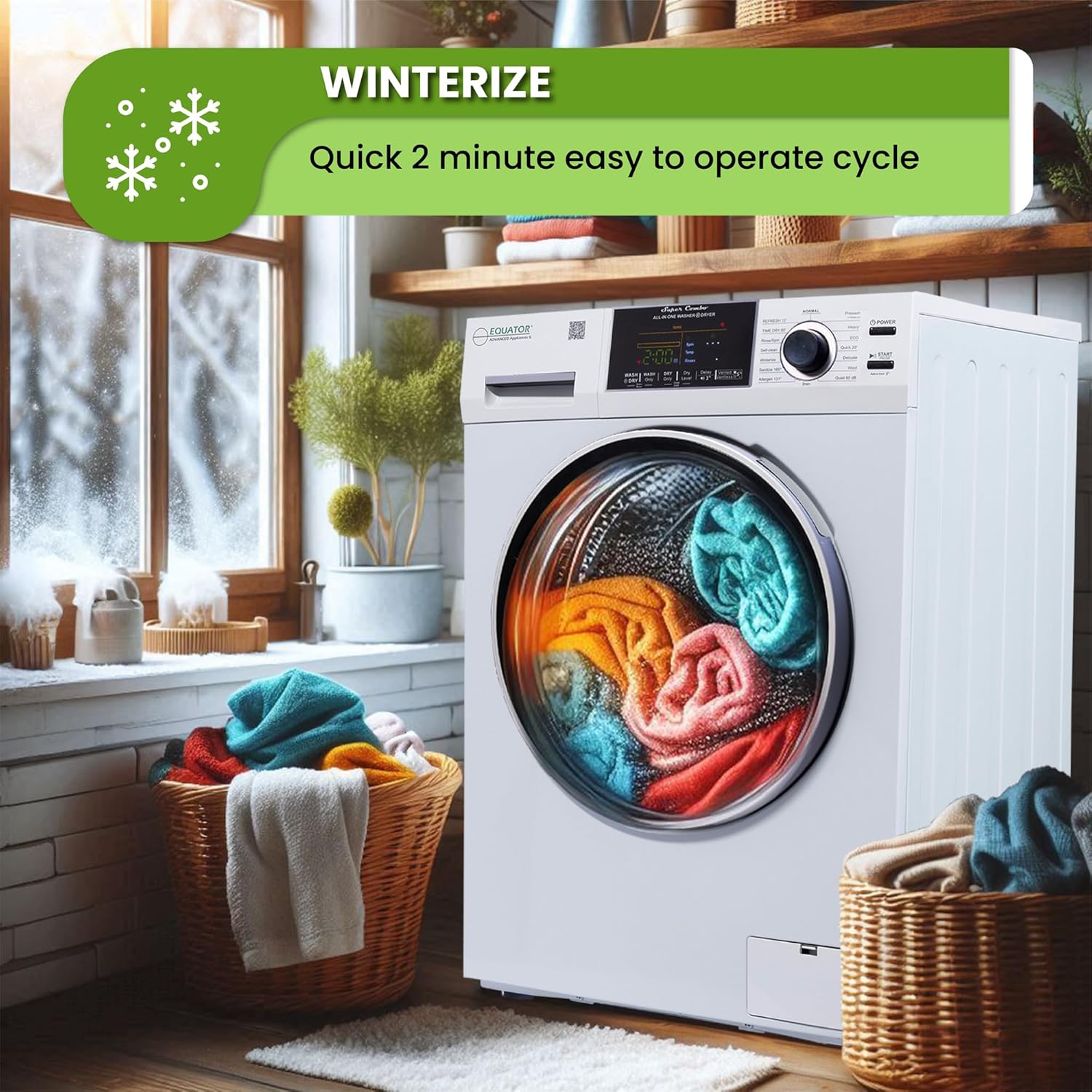 White 36" Electric Smart Combo Washer Dryer