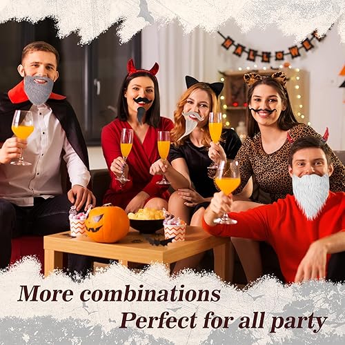 Miniatura 6 de Syhood 32 piezas de bigotes falsos para Halloween, autoadhesivas, bigote de barba, accesorios de mascarada de Navidad