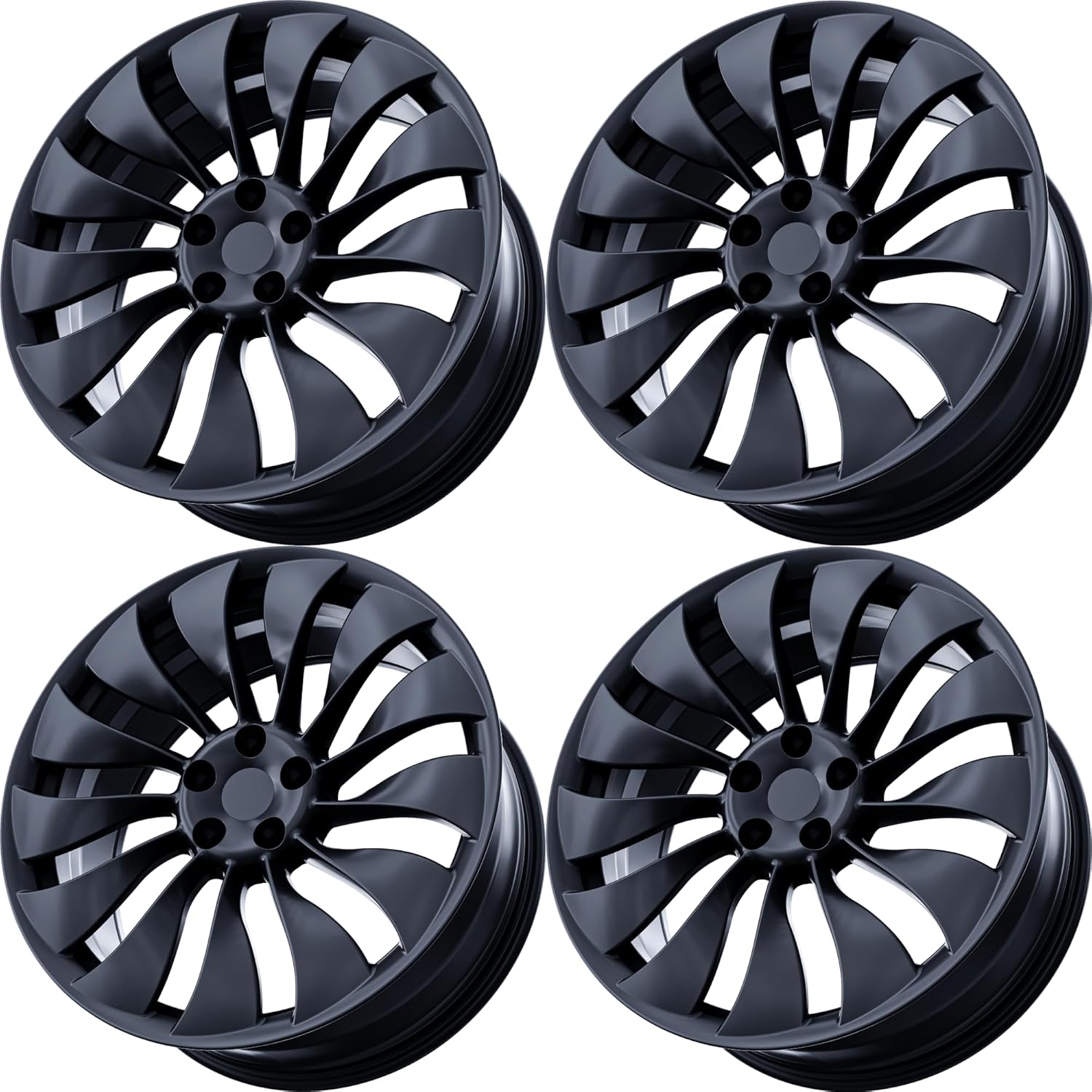19" Wheels for Tesla Model 3 - ENTERPRISE Fully-Forged Aluminum Rims 4-pc Set - Carbon Black