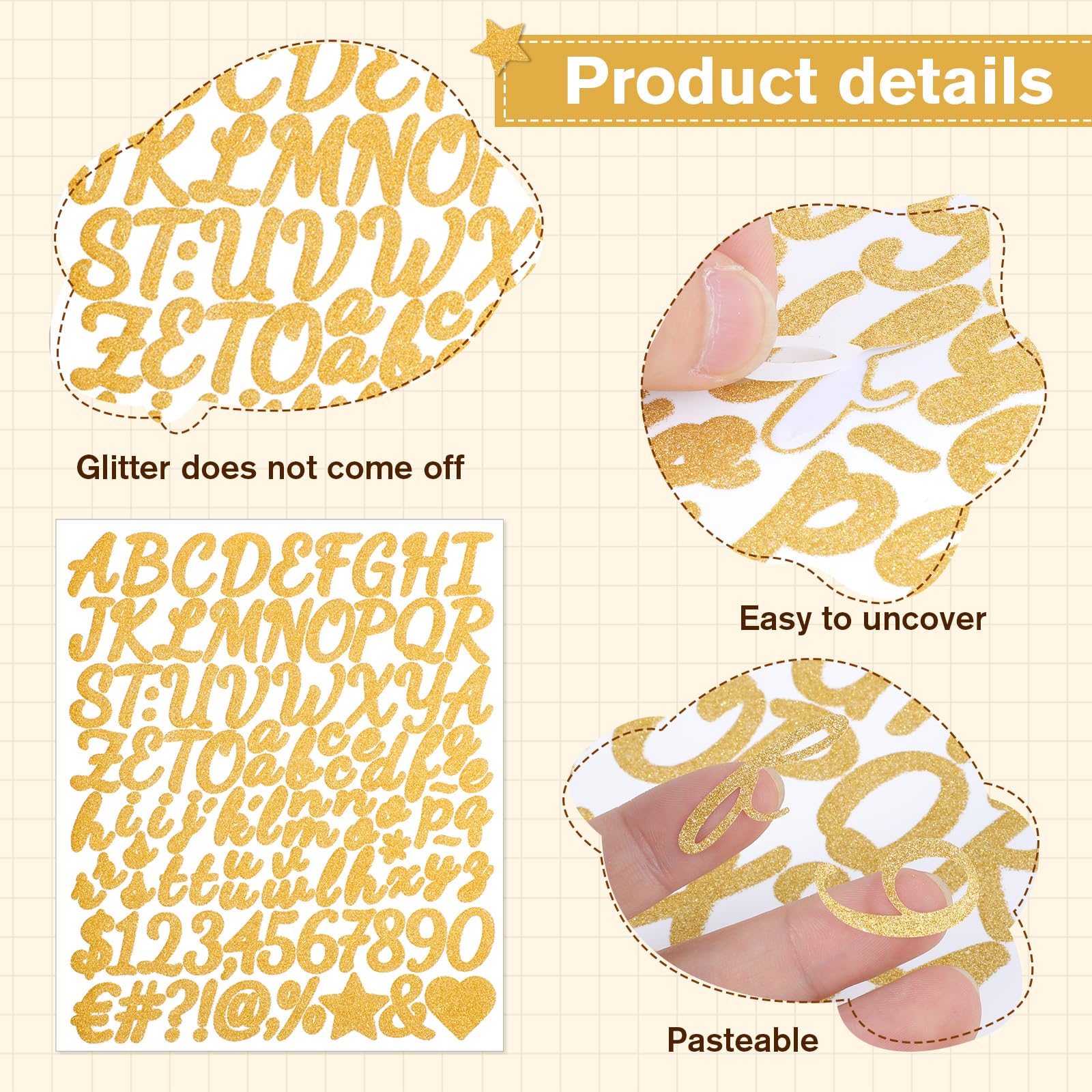 Goldene Buchstaben Aufkleber - 10 Bögen Selbstklebend, Wetterfest, Für DIY & Dekoration