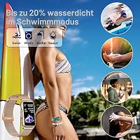 Ceas inteligent de damă Kesasohe, 1,47 inchi, rezistent la apă IP68, monitor fitness, auriu-roze, monitorizare puls, somn, SpO2, 124 moduri sport, compatibil Android și iOS 6