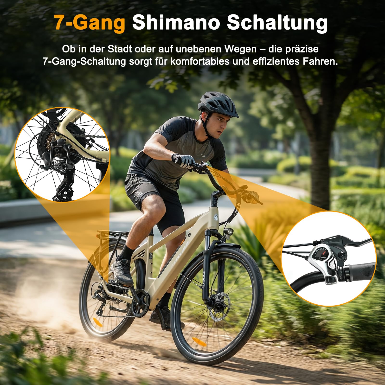 ttgo 28 Zoll E-Bike für Herren & Damen, C3 SE Elektrofahrrad mit 36V 18AH Akku, 250W Motor, bis zu 120 km Reichweite, E-Fahrrad mit 7-Gang-Schaltung, LCD-Display, 25 km/h Pedelec Citybike E Bike