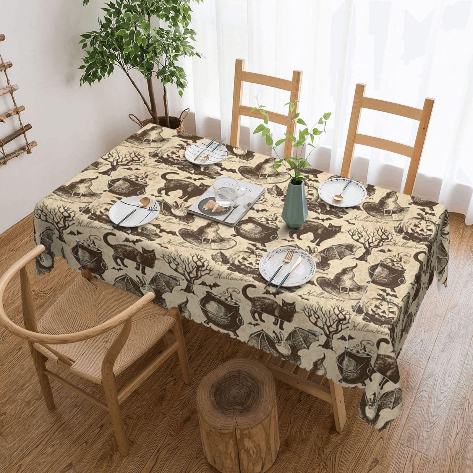 Nappe rectangulaire imprimé sorcière pour repas en salle à manger et pique-niques