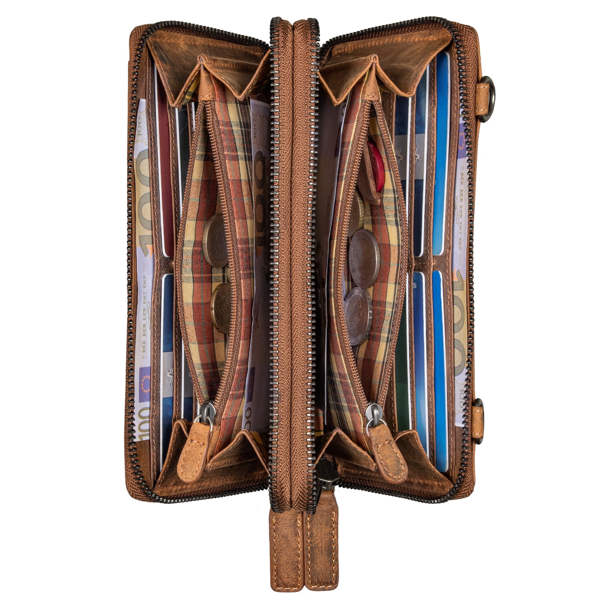 STILORD "Violina Deluxe 3-in-1 Handytasche mit Geldbörse zum Umhängen Damen Leder Klein - Auch Als Handgelenktasche tragbar - Kleine Ledertasche Damen Echt-Leder Farbe:bergamo - braun