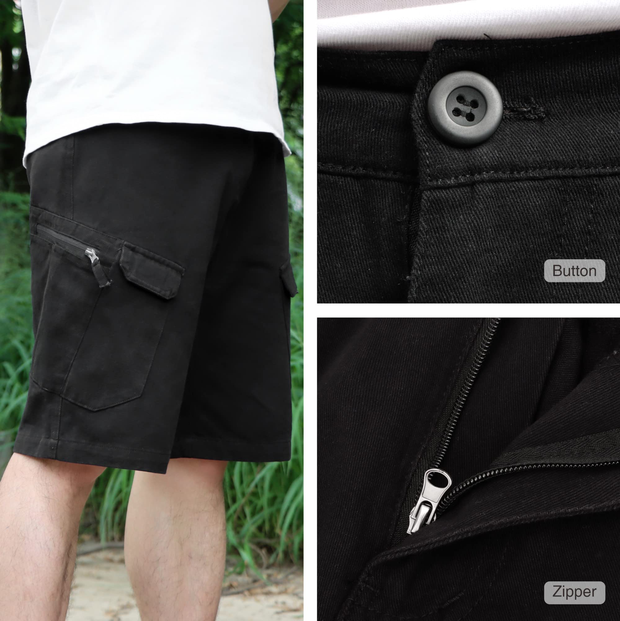 LY4U Pantaloncini Cargo da Uomo Pantaloncini da Combattimento Mimetici Casual in Cotone con Tasche Multiple, Verde S