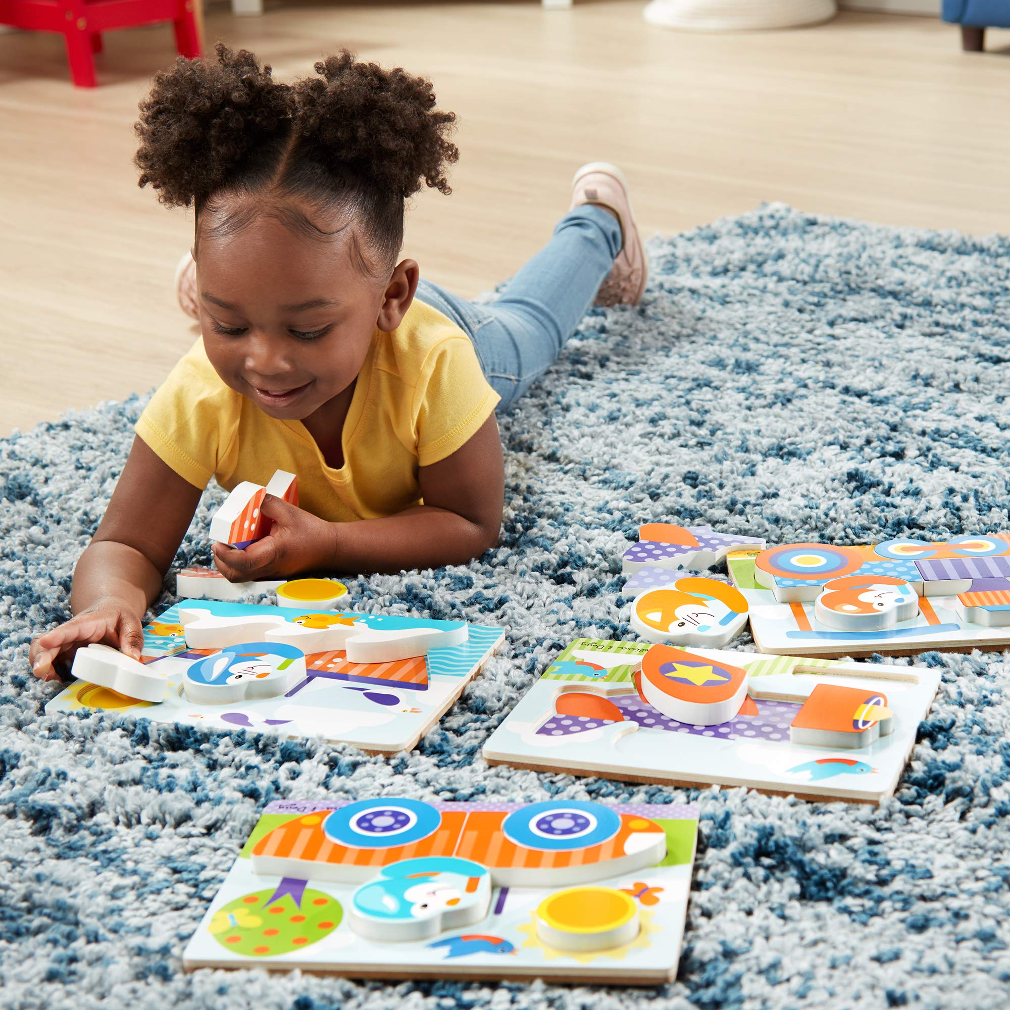 Melissa & Doug First Play Klobiges Puzzle aus Holz mit Transportmitteln, 4er-Set für Kleinkinder, jedes Puzzle 25 cm x 19 cm