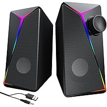 Masa&uuml;st&uuml; PC i&ccedil;in Bilgisayar Hoparl&ouml;rleri, Diz&uuml;st&uuml; Bilgisayar i&ccedil;in USB-Powered Oyun Hoparl&ouml;rleri &Ccedil;ok Renkli LED Arka Işık Modları, Oyuncular i&ccedil;in Stereo Ses M&uuml;zik Filmleri, İ&ccedil; Mekan & Dış Mekan Kullanımı, 3.5mm AUX Kablosu