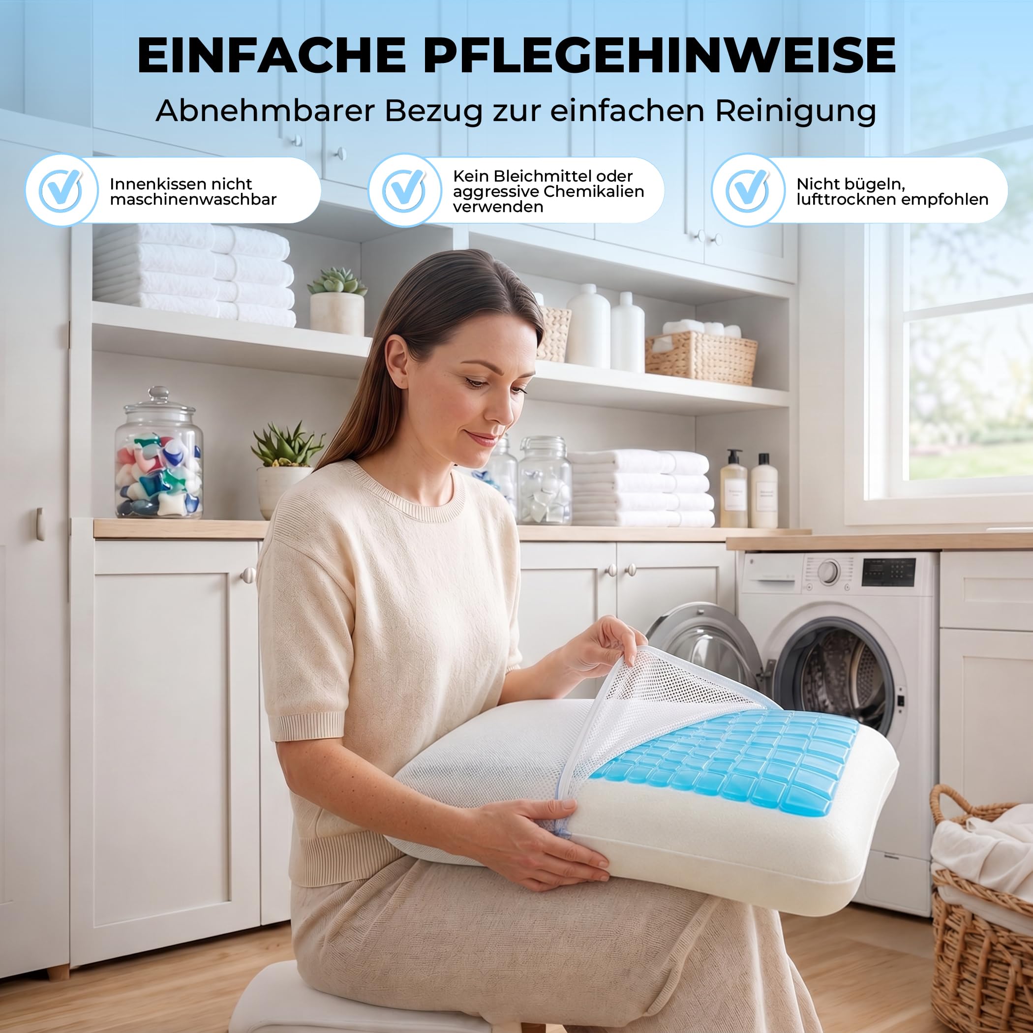 Sleep Comfy Gel-X Almohada 60 x 40 x 16 cm, almohada de espuma viscoelástica con gel refrescante, almohada ergonómica para el cuello, almohada transpirable con funda de jersey lavable, para dormir de