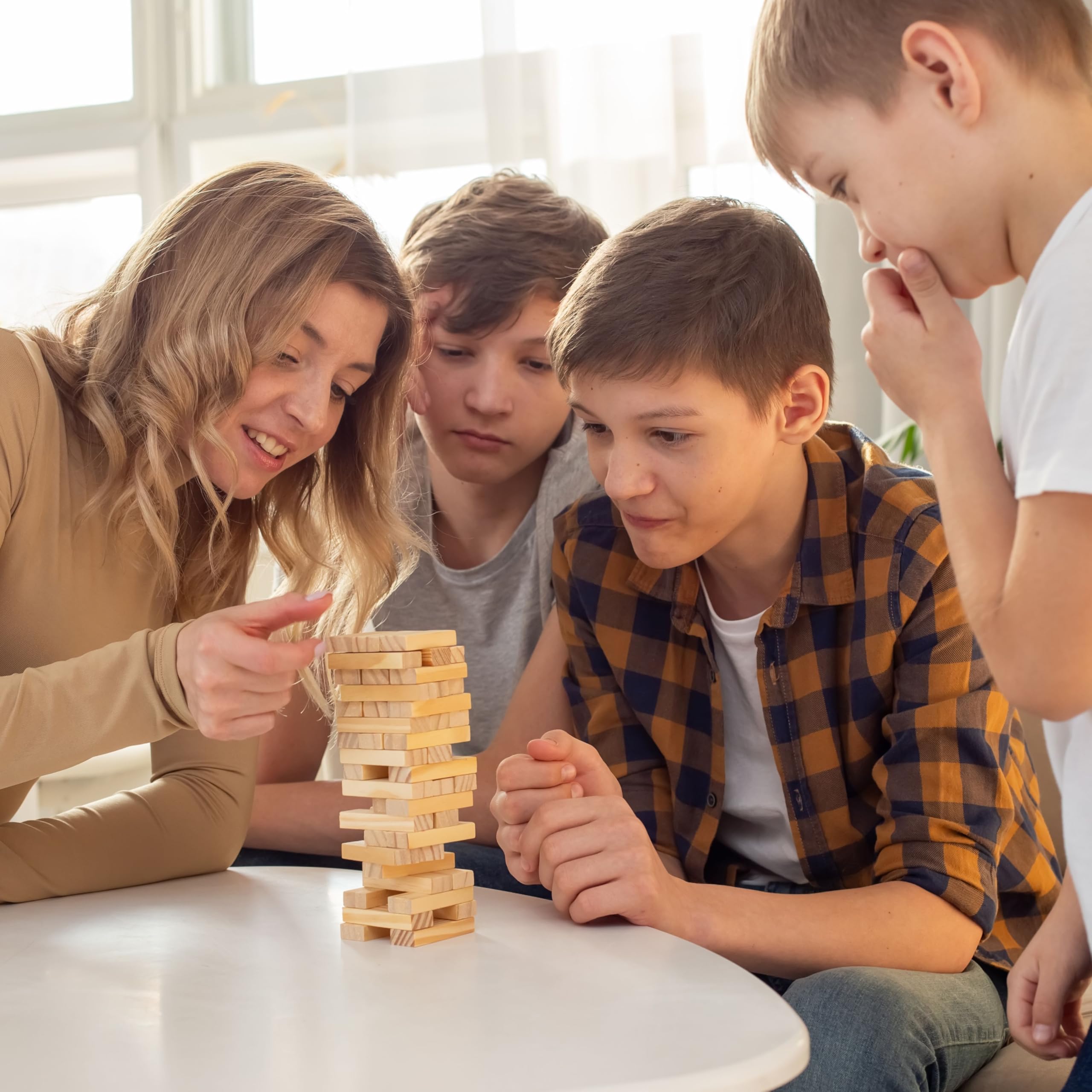 Toyaffair Stacking Tower – 54 Wooden Pieces, Classic Stacking & Balance Game for Kids & Adults, Fun for Family, Parties & Group Entertainment 2