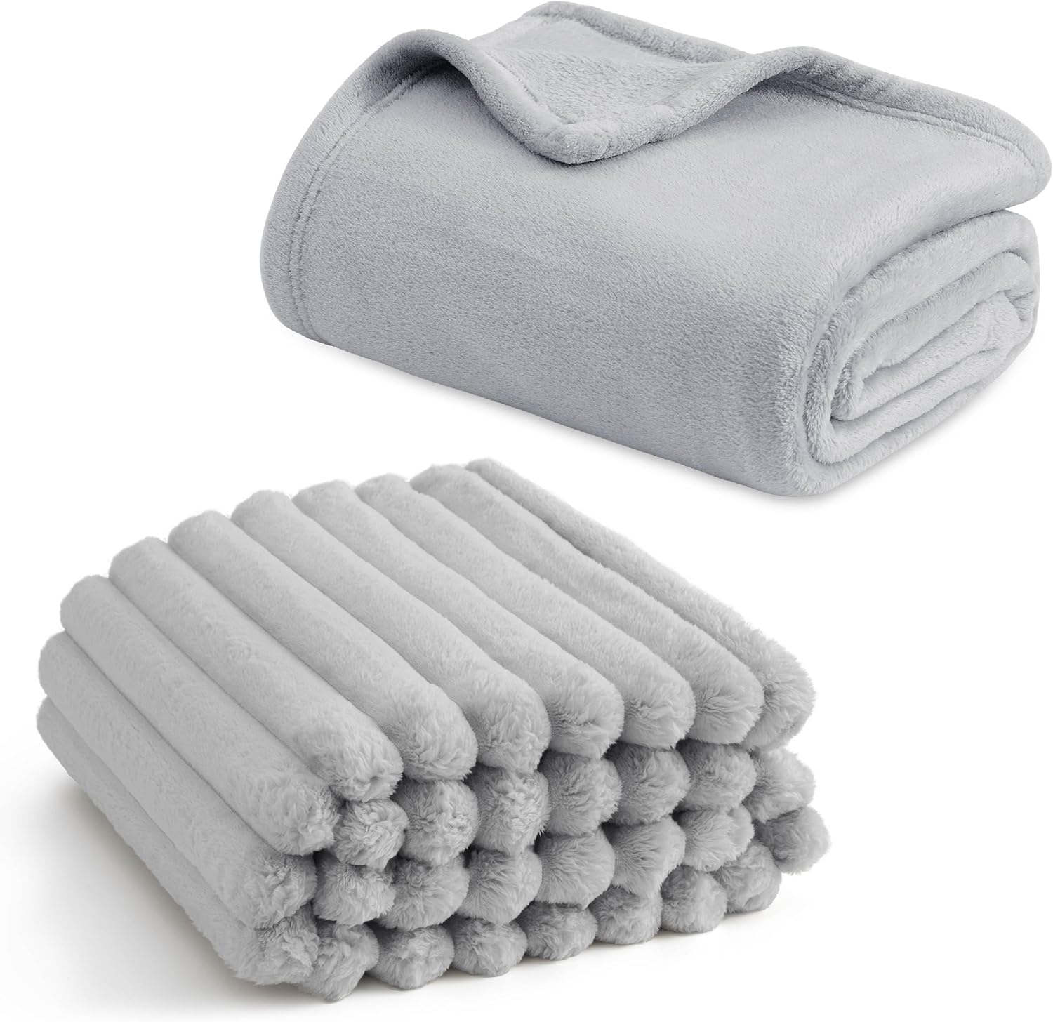 Bedsure Fleece Blankets King Size Light Grey&King Size Blanket for Bed, Light Grey, 108x90 Inches