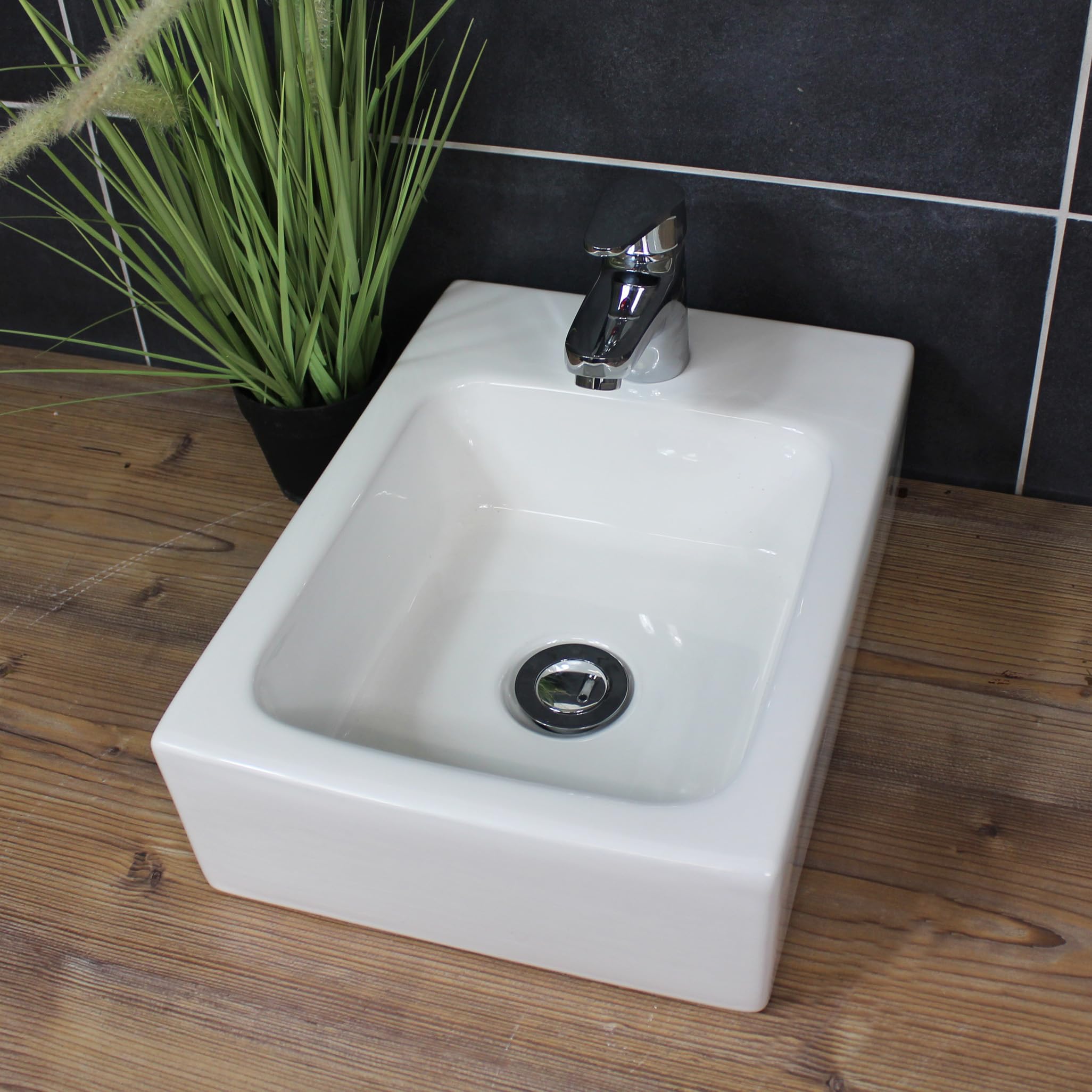 Umywalka wisząca umywalka umywalka nablatowa 38,5 x 28 cm WC dla gości ceramiczna