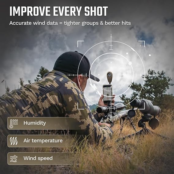 Tempest Anemometer Handheld Wind Meter for Precision Shooting, Wind Speed Anemometer, Air Flow Meter, Outdoor Wireless Digital Anemometer with App Connectivity