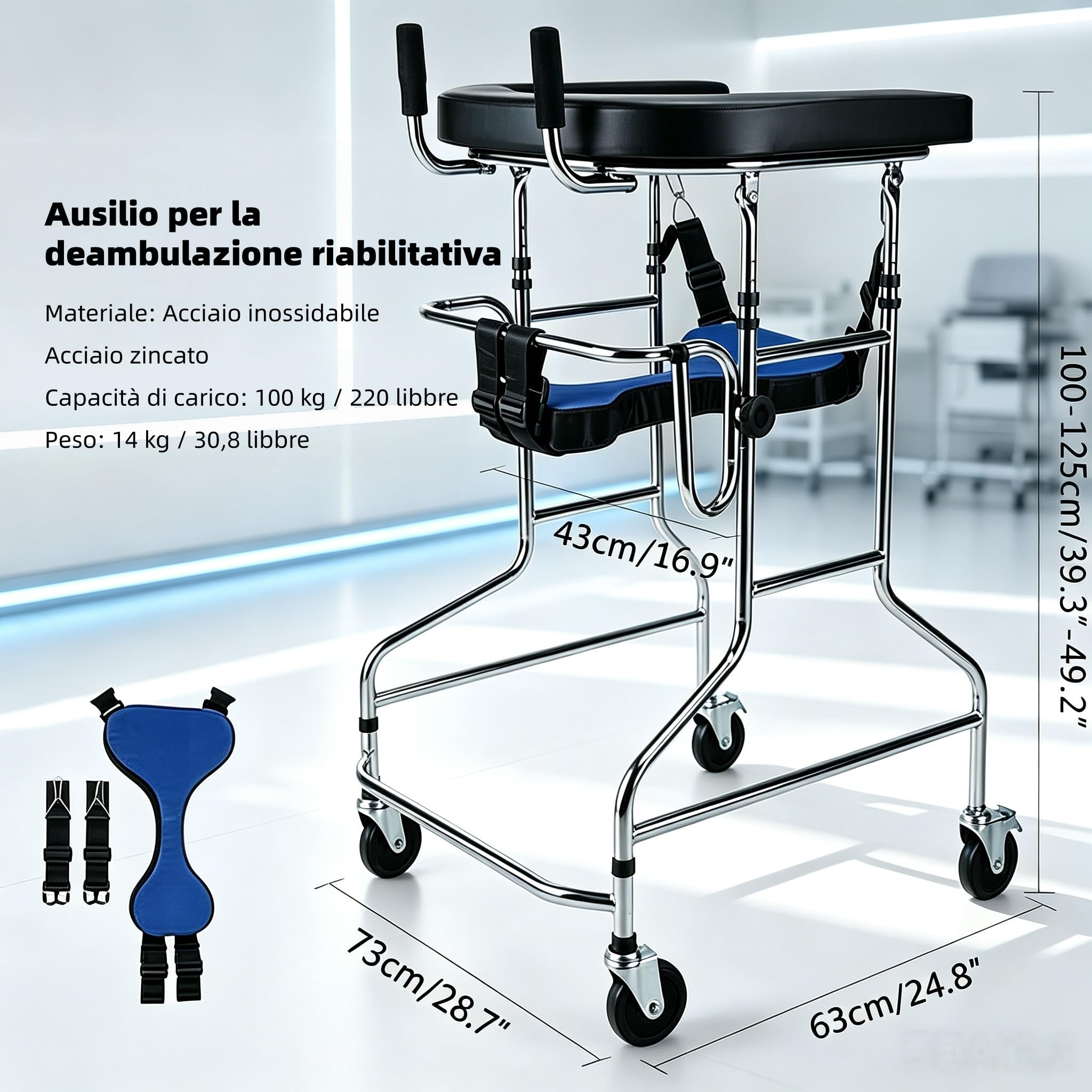 Deambulatore disabili paralisi cerebrale,Deambulatore Anziani Freno Mano，A
