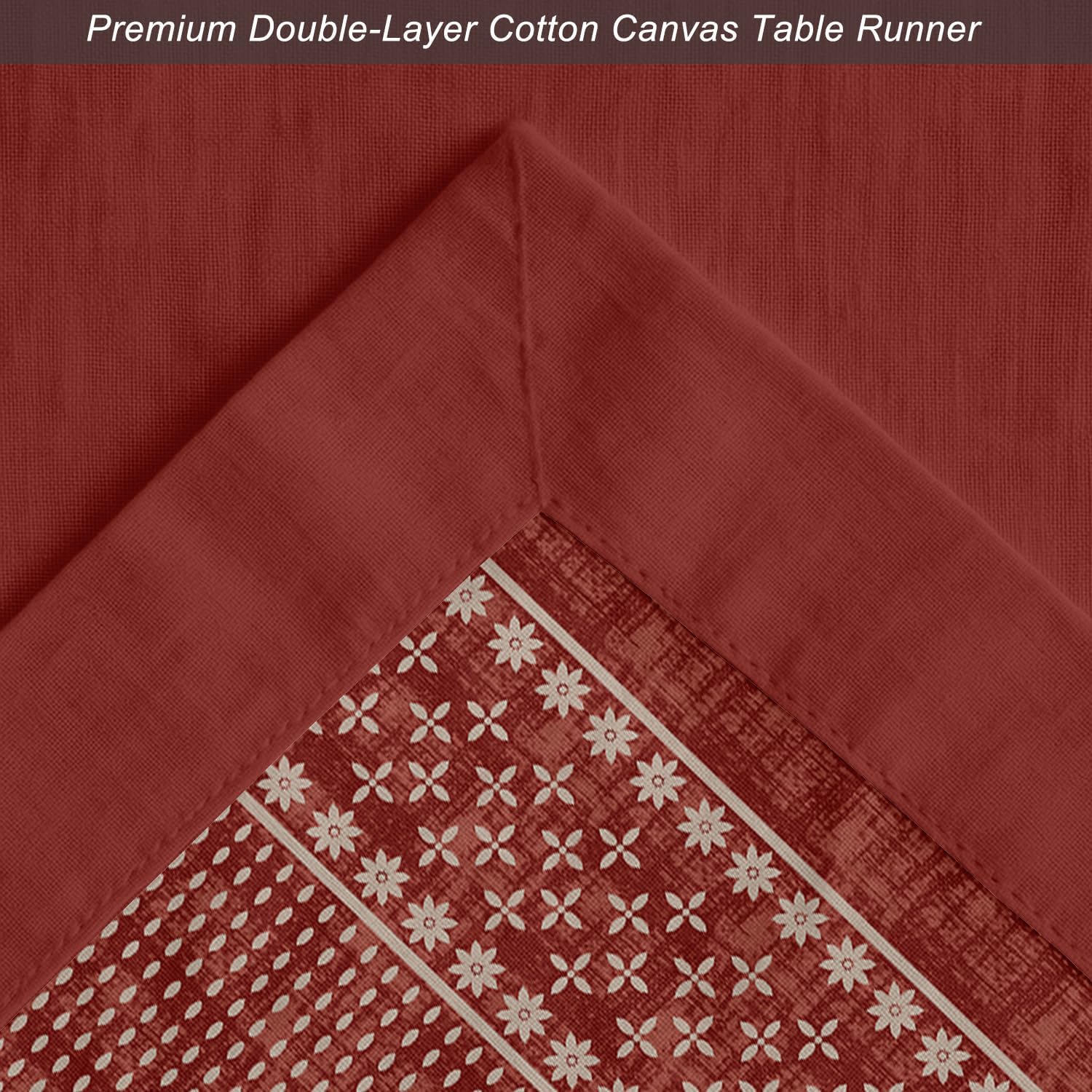 Tree Design Cotton Table Runner by Vargottam - Double Layer with Border - Washable Runner - Decorative Table Linen for Dining & Everyday Use