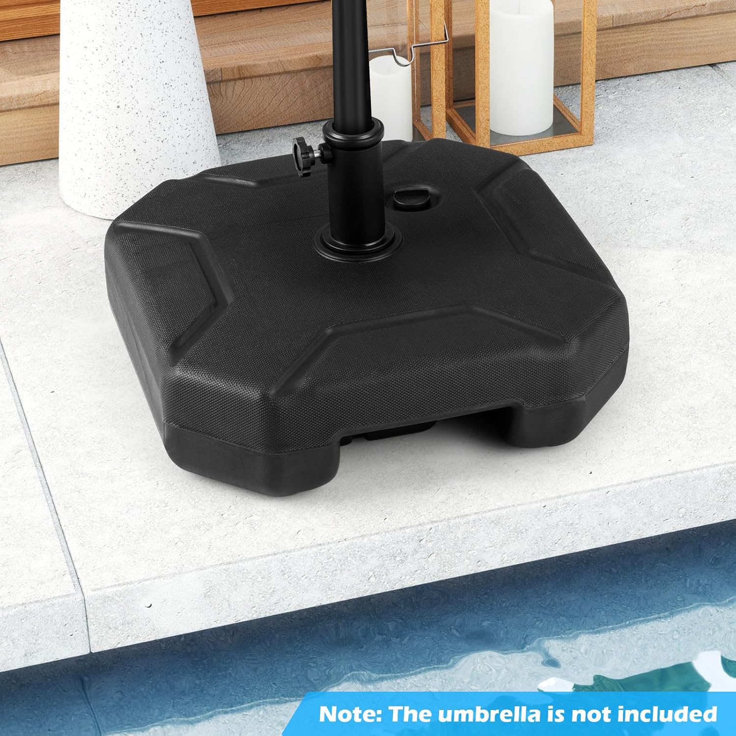 Giantex Fillable Umbrella Base Stand - Heavy Duty HDPE Market Table Umbrella Pole Holder for Outdoor, Patio, Deck, Backyard, 72 lbs Water & Sand Weight Capacity, Adjustable Knob