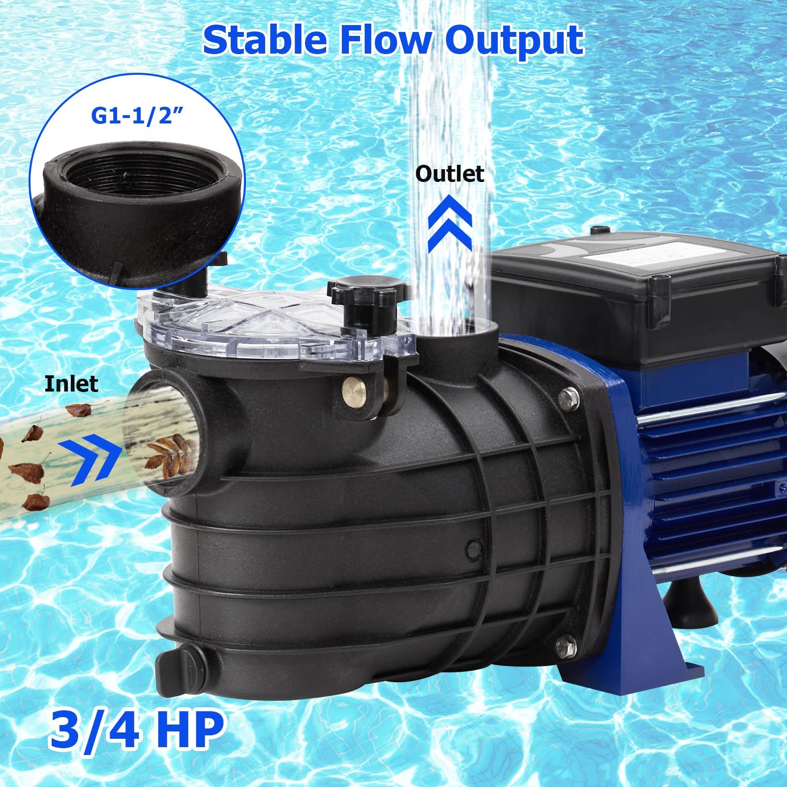 Pompe De Piscine AquaForte SP-550A 550W - Débit 9,5m³/h - Pour Piscines Hors Sol Jusqu'à 28m³ - Eau Douce Et Salée