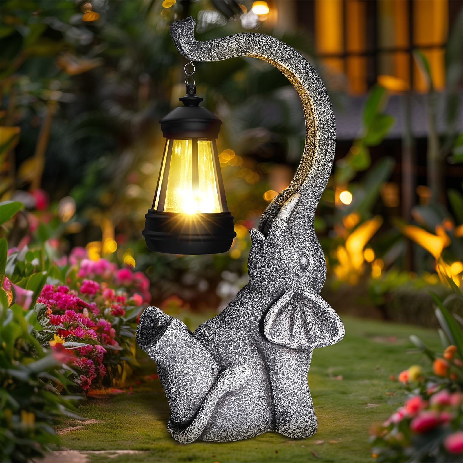 Linkax Geschenke für Frauen Mama Oma, Solar Gartenfiguren Elefant Gartendeko für Draußen, Solarlampen für außen, Geburtstagsgeschenk für Frauen Mama Freundin, Home Terrasse Balkon Wohnzimmer Deko