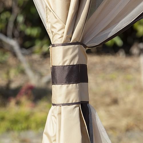 Miniatura 8 de Outsunny Cenador para exteriores de 10 x 12 pies, refugio con techo doble ventilado, paredes laterales de malla con cremallera, marco de acero