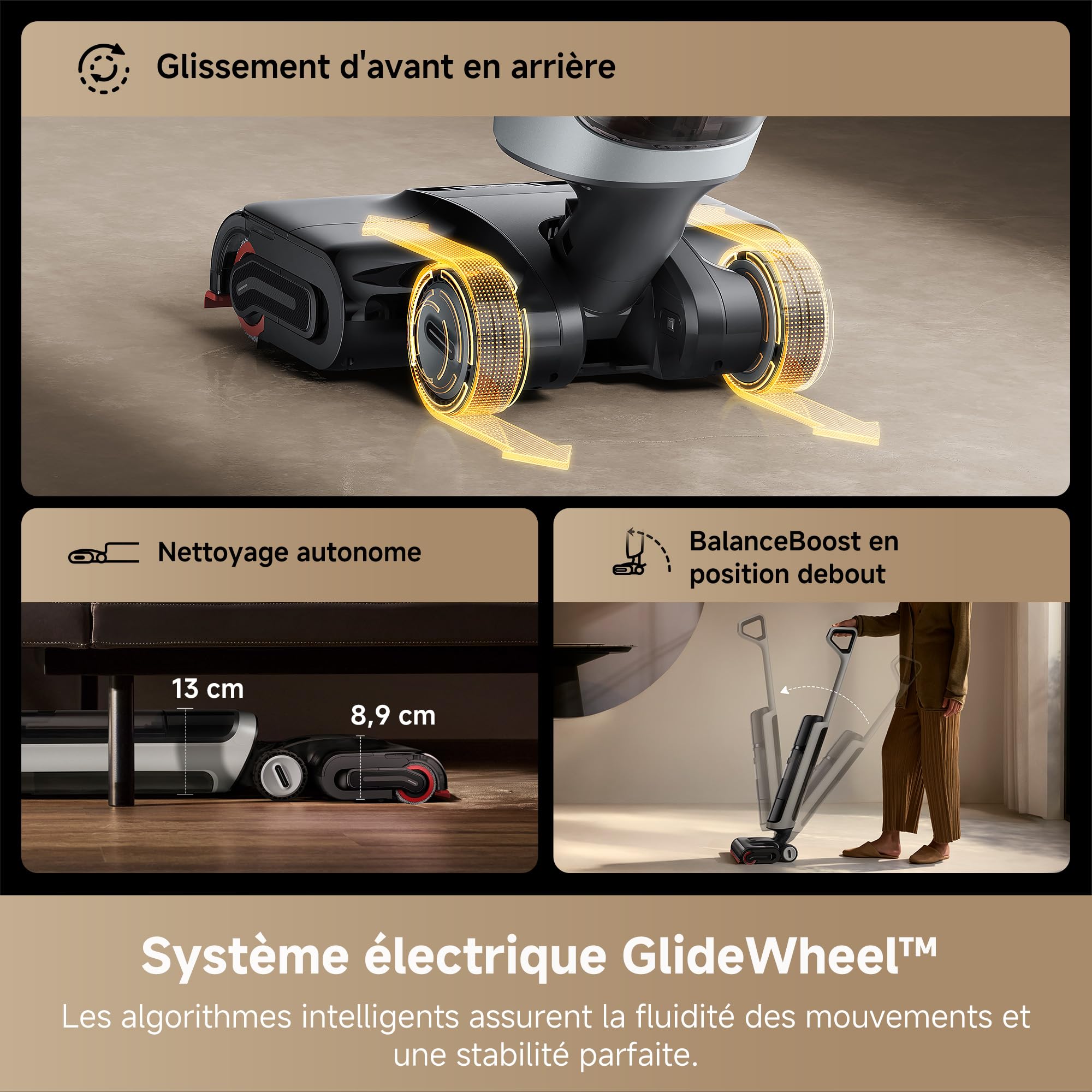 DREAME H15 Pro Heat Aspirateur Laveur, Nettoyage des sols à 85°C, bras robotisé IA GapFree, capteur RVB intelligent, 22 000Pa, 0 nœuds, lavage brosse à 100°C,séchage en 5 min à 90°C,contrôle par appli