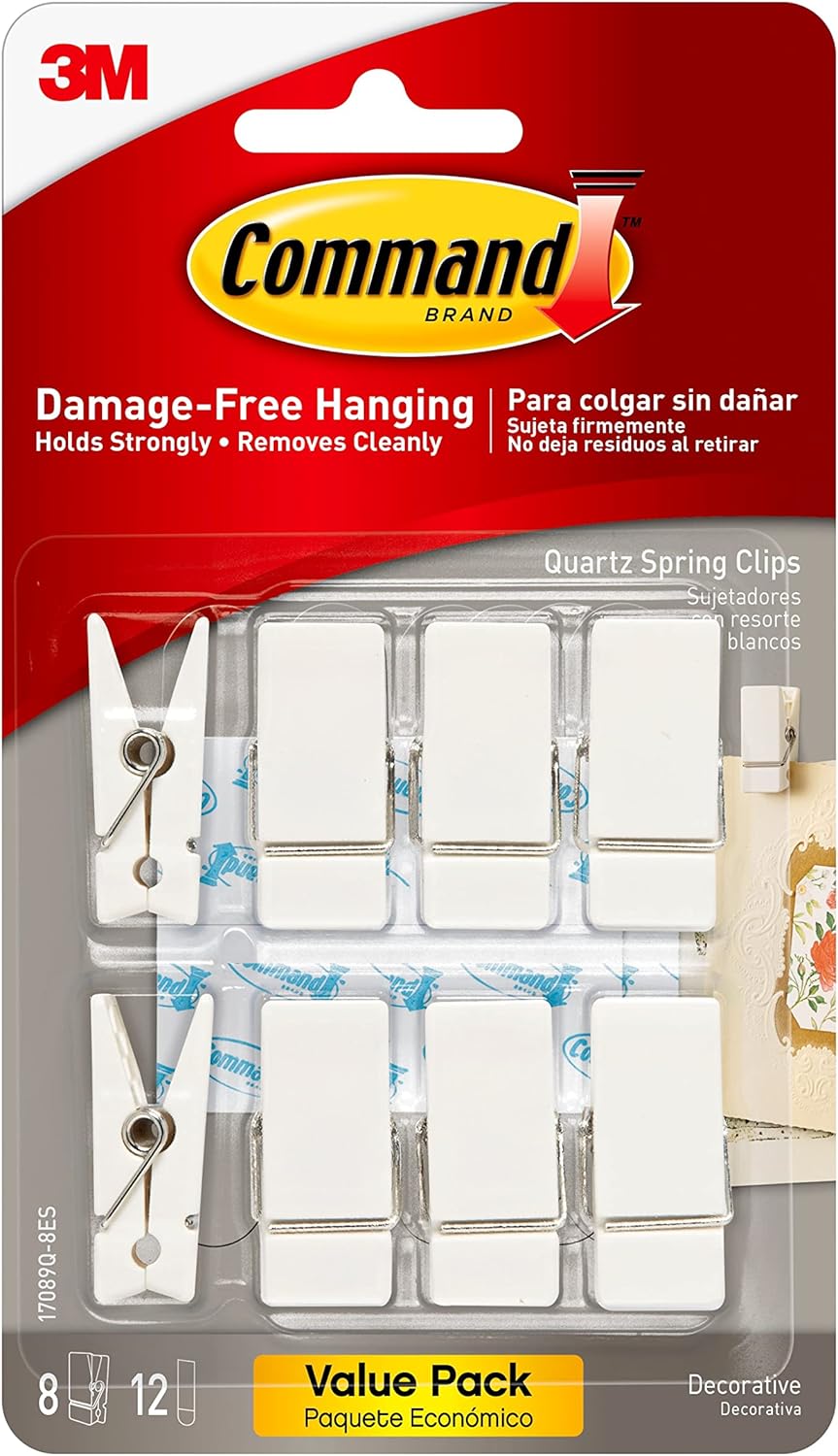 Product image of Command Spring Clips, Quartz, 8-Clips (17089Q-8ES), Great for dorm decor