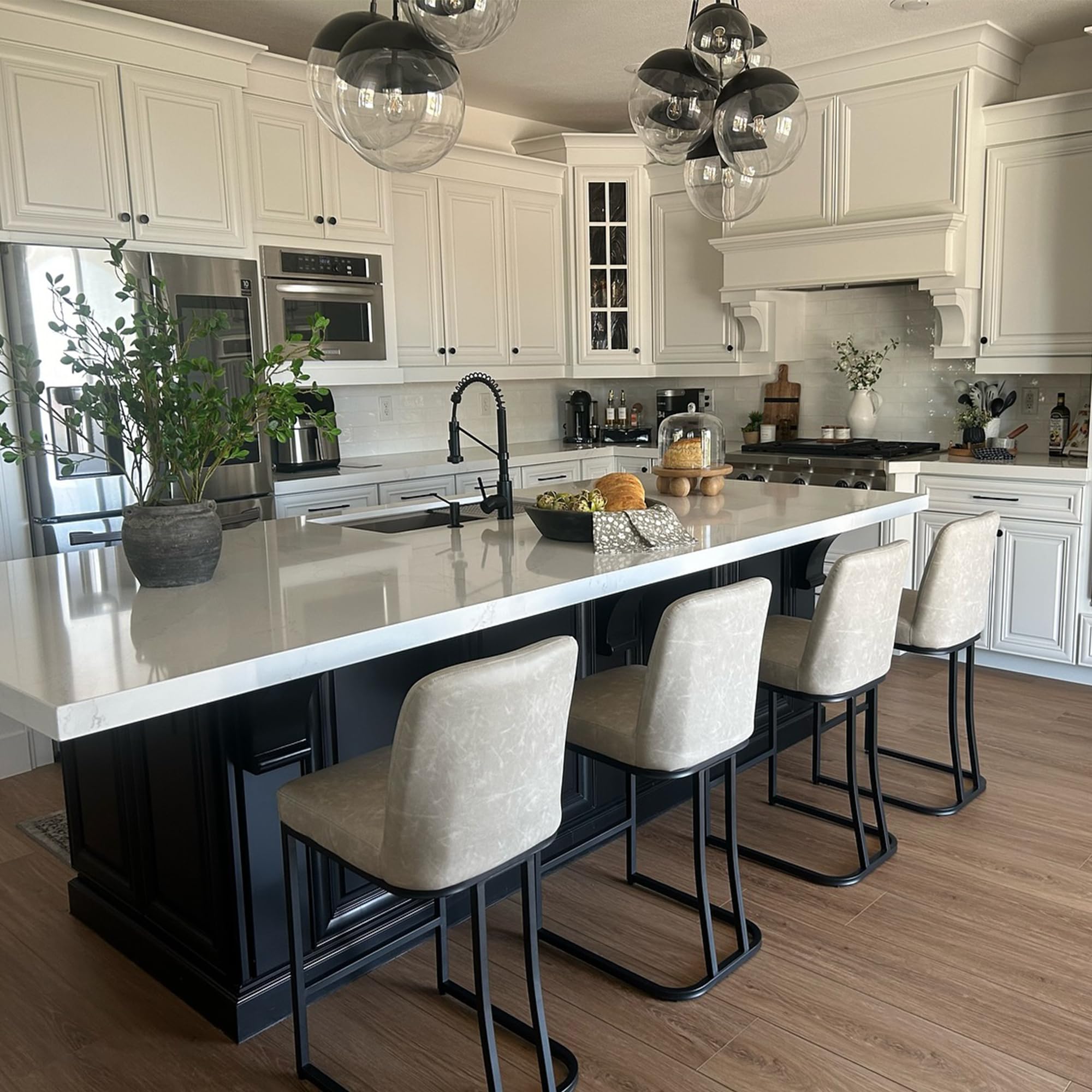 PHI VILLA Bar Stools Set of 4 - Counter Stools for Kitchen Island, Counter Height Bar stools