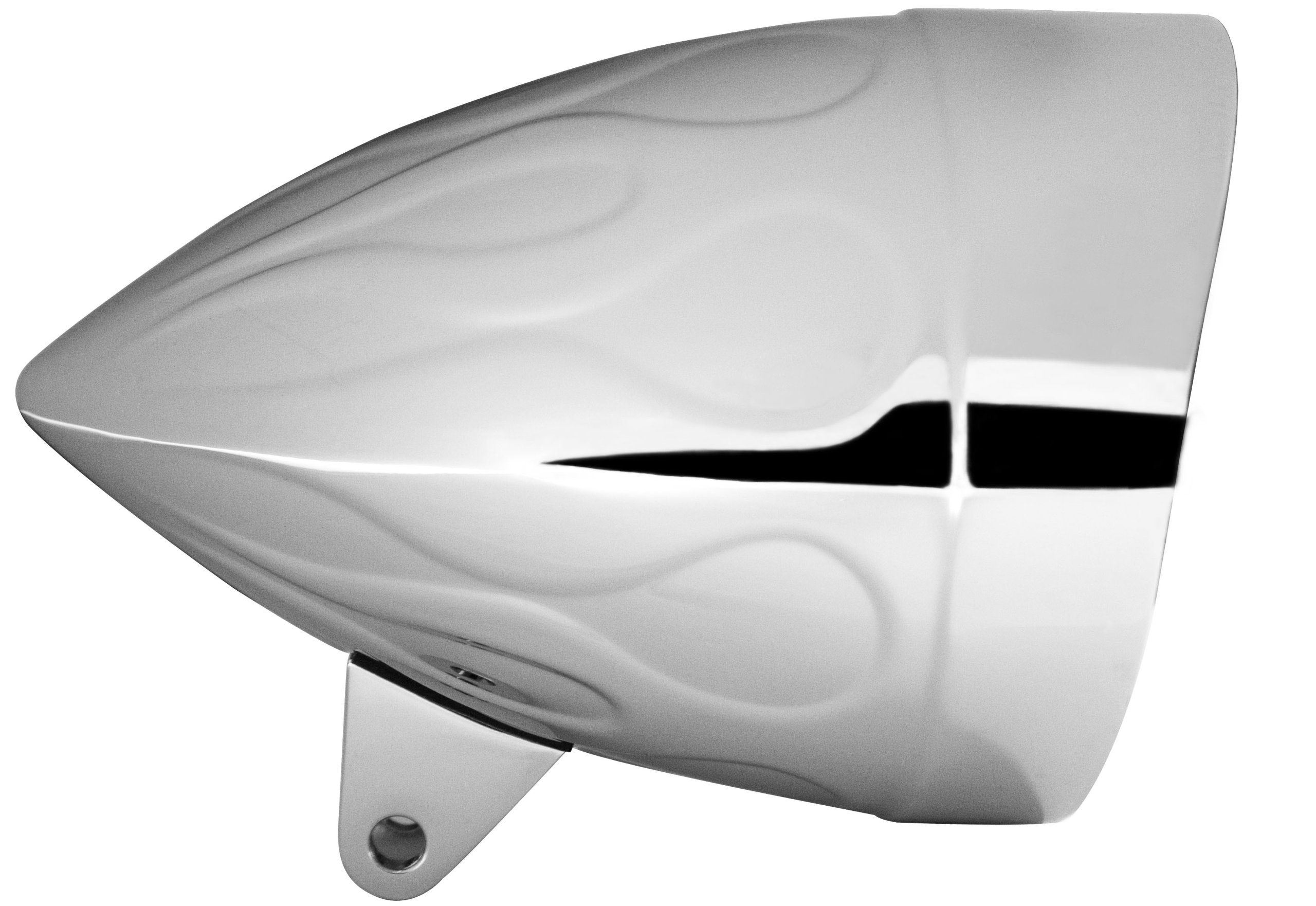 Adjure HB54111 5-3/4" Die Cast Aluminum Flamed Chrome Rodeo Drive Style Step Down Motorcycle Headlight Bucket with Visor