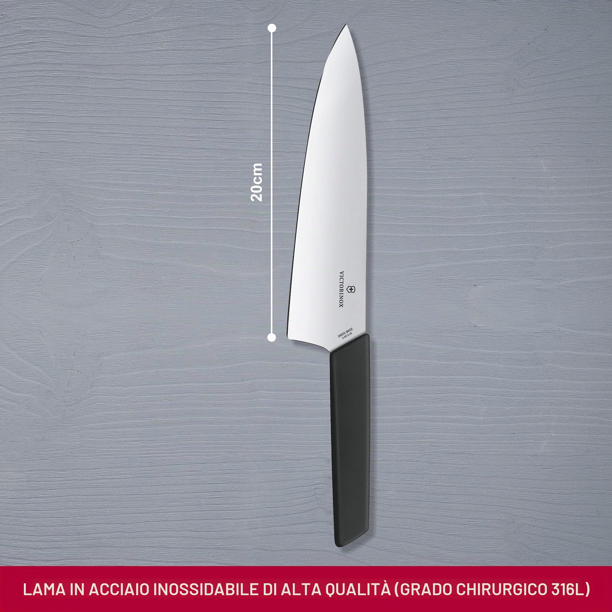 Victorinox Swiss Modern, coltello per sfilettare con lama extra larga, lavabile in lavastoviglie, nero, in acciaio