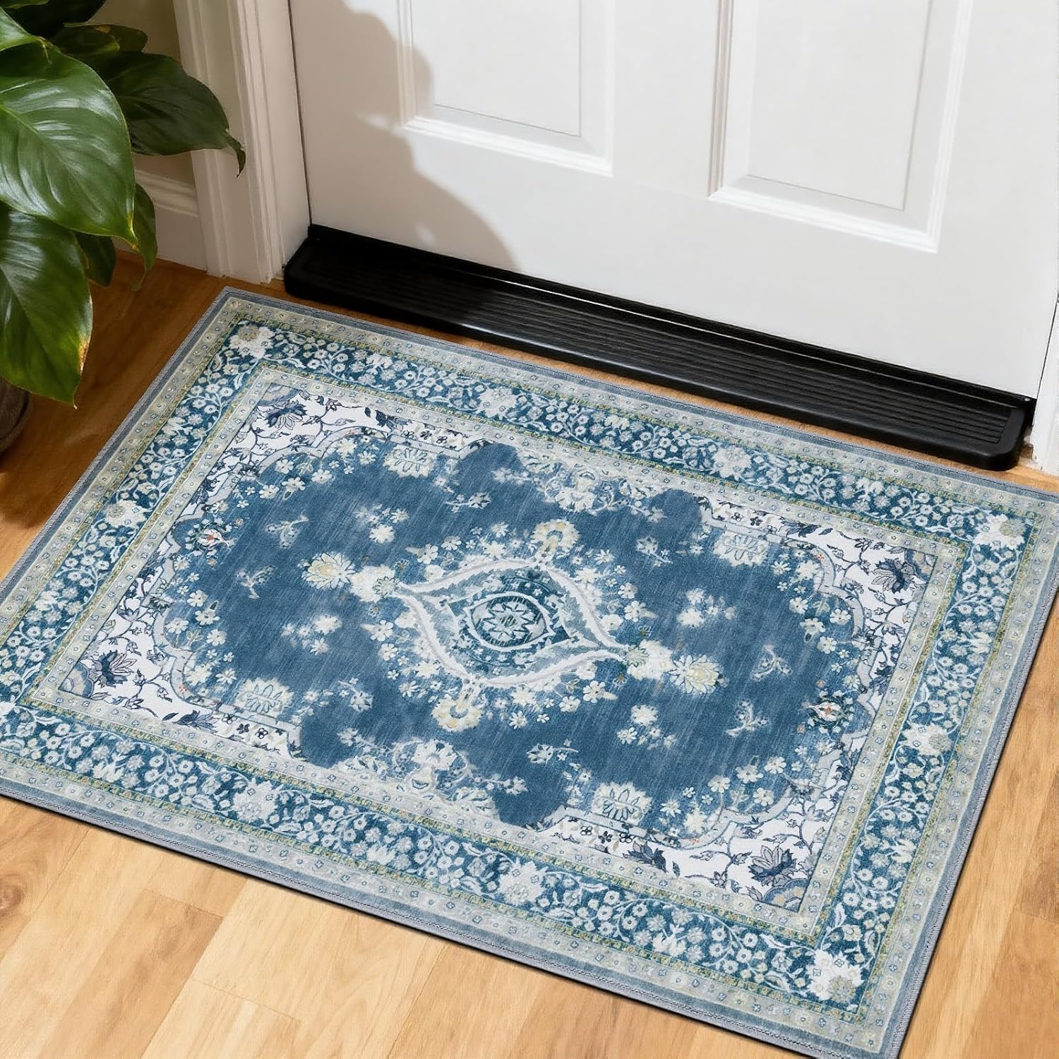 Entryway Rug 2x3 Doormat,Washable Traditional Vintage Rug,Non Slip Rubber Backing,Soft Low Pile Small Area Rug for Entryway, Kitchen, Front Door Indoor Entrance, Kids Room