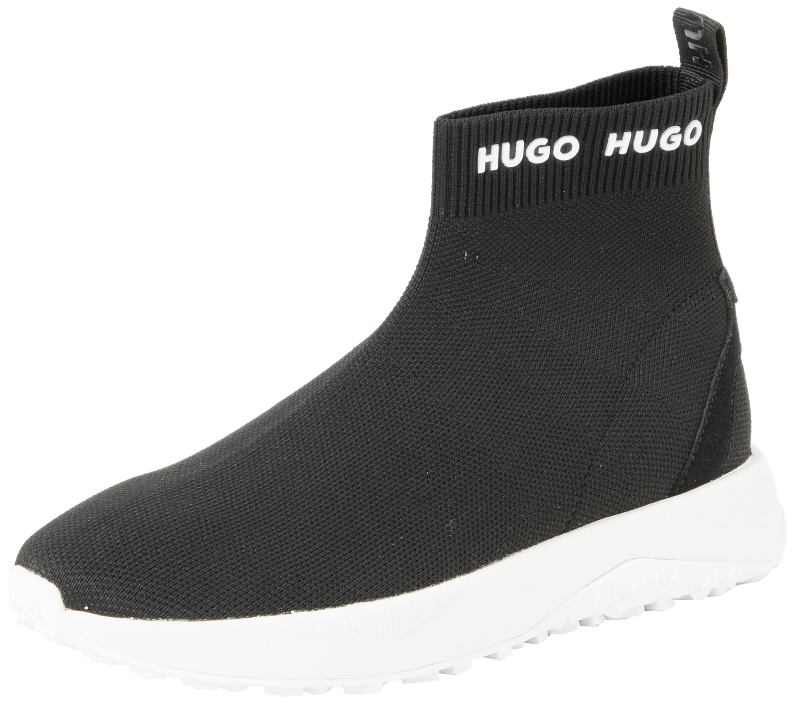 HUGO Women's Kane_Runn_Knit Trainers, Black 1, 3.5 UK