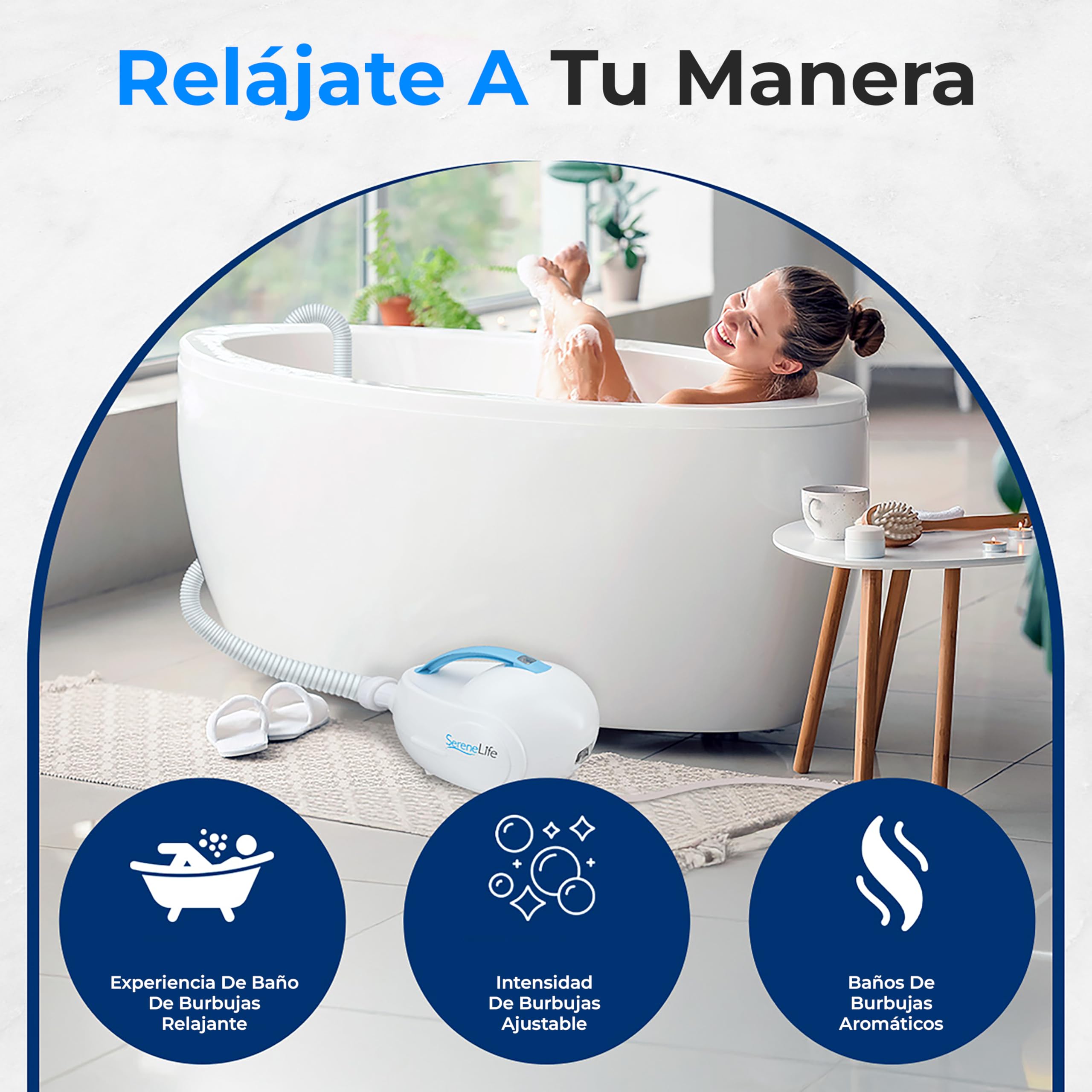 SereneLife SPA de Burbujas para Bañera con Funcion Termica, Manta de Hidromasaje Portatil, Antideslizante con Ventosas, Intensidad Ajustable, Mando a Distancia