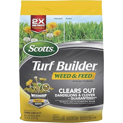 Scotts Turf Builder Weed & Feed3, Weed Killer Plus Lawn Fertilizer, Controls Dandelion and Clover, 5,000 sq. ft., 14.29 lbs.
