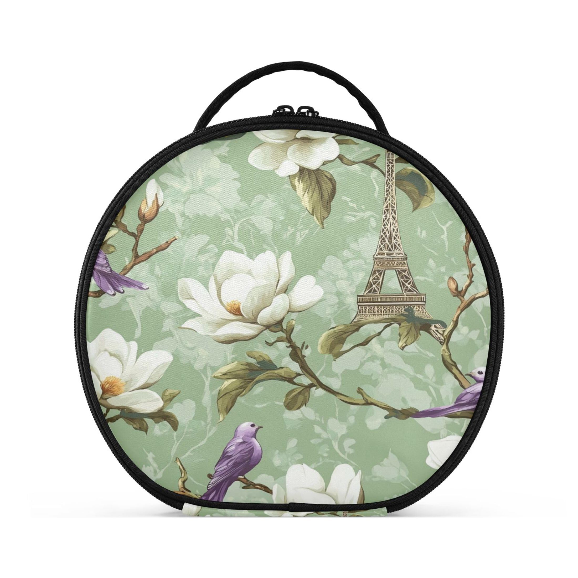 Takiito Eiffel Tower Flowers Travel Makeup Case Portable Makeup Box Artist Cosmetic Case Organizer With Adjustable Dividers