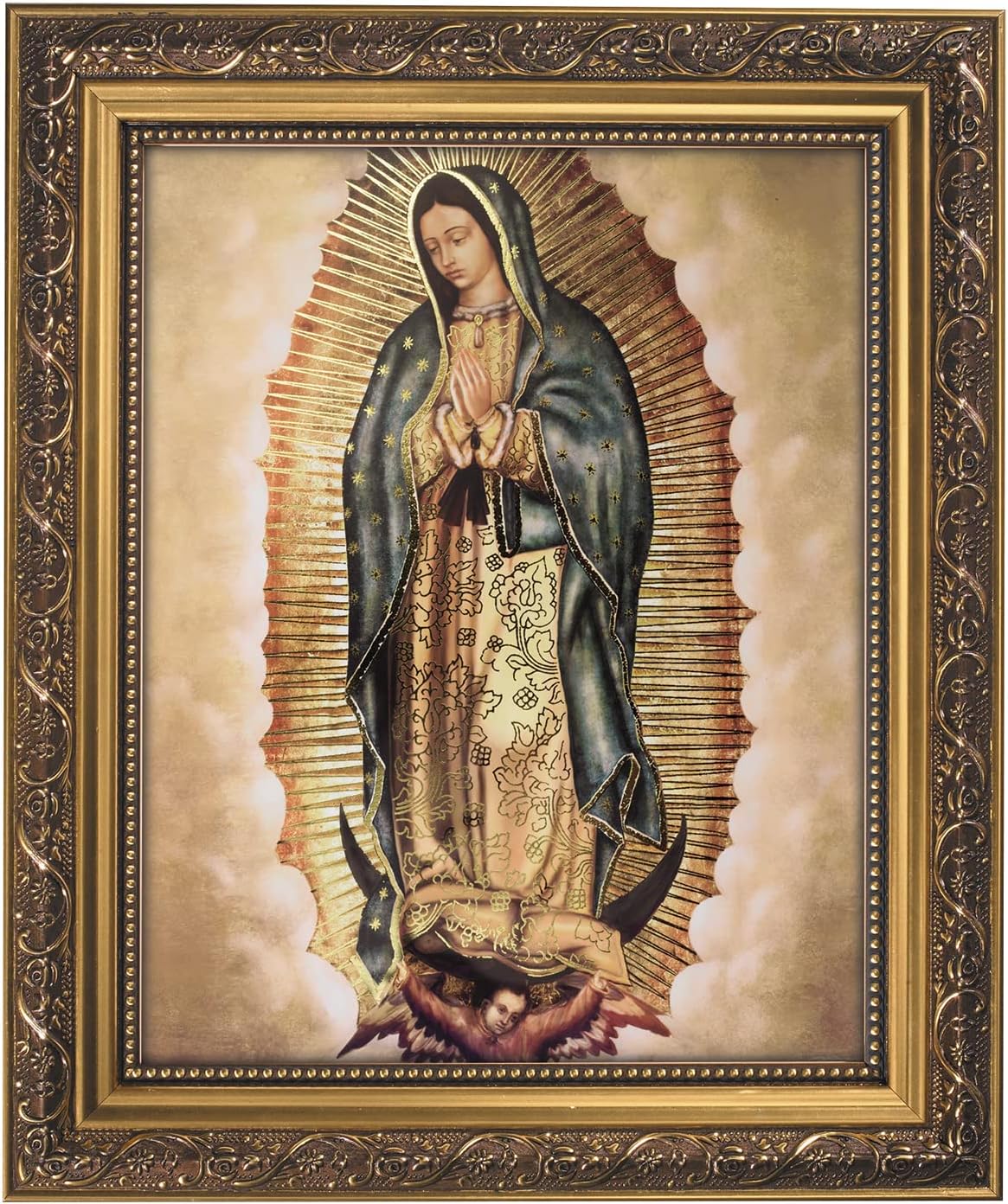 Gerffert Christian Wall Décor Ornate Gold Framed Artwork, 11 x 13-Inch, Our Lady of Guadalupe