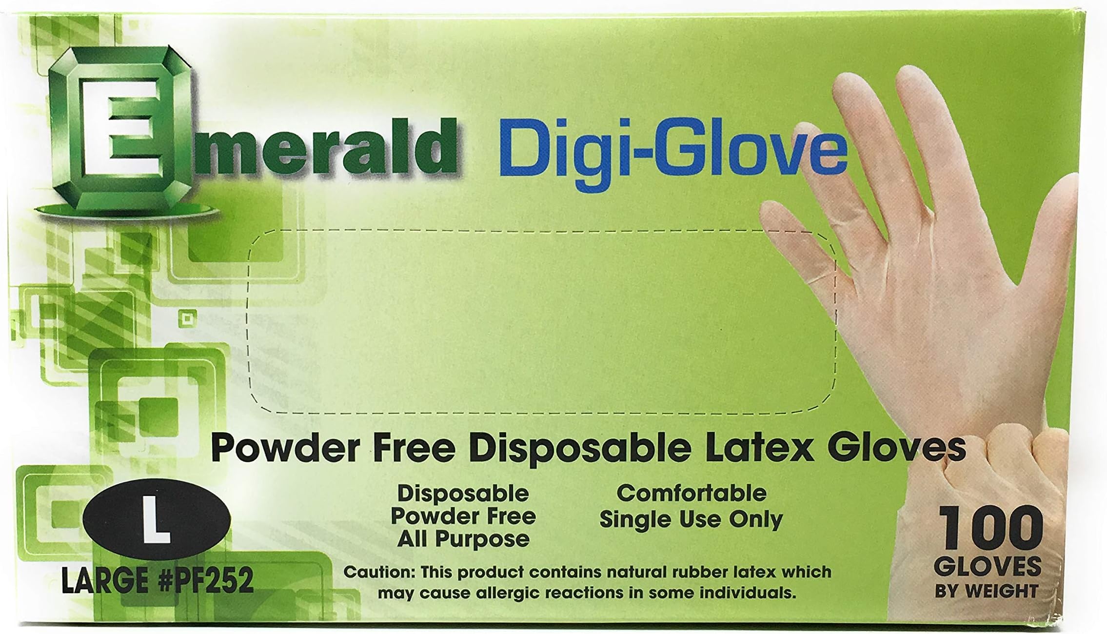 EmeraldEmerald Digi-Gloves, Powder Free Disposable Latex Gloves (Large)