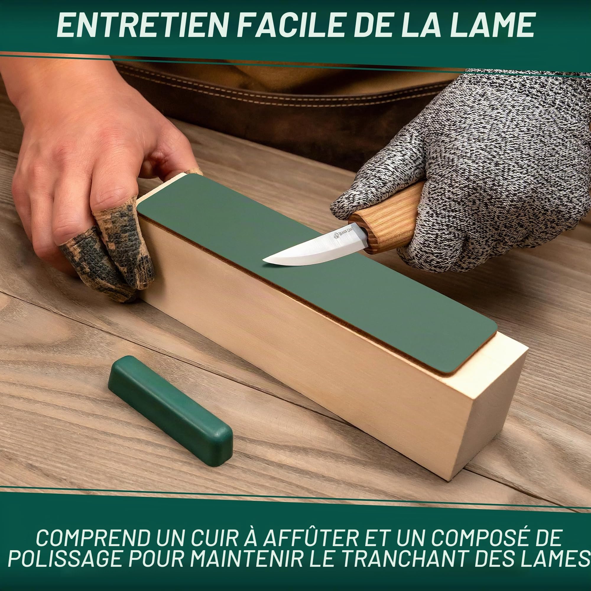 BeaverCraft S01 Set de Couteaux pour Sculpter des Cuillères en Bois Kit d'Outils de Fabrication de Cuillères Couteau à Crochet Couteau à Droite Coupe Kuksa pour Débutants et Professionnel