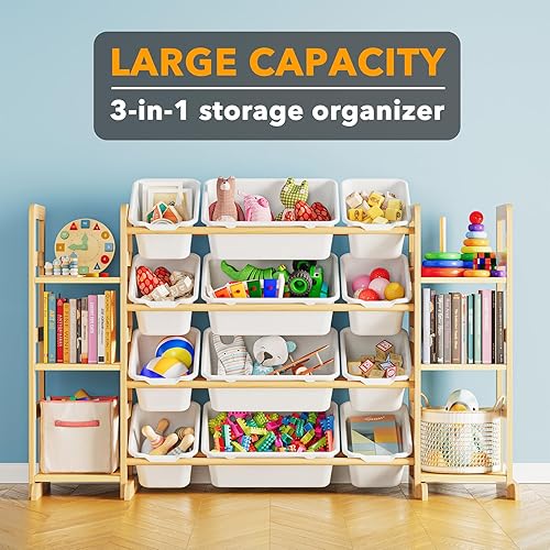 Miniatura 3 de SpaceAid Organizador de almacenamiento de juguetes con 6 estantes y 12 contenedores, estanteríaestantería, estante de cubo para niños, caja de