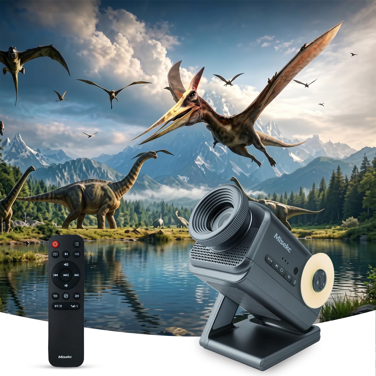 Projecteur 3D, 60 thèmes HD 3D Galaxy avec haut-parleur Bluetooth et télécommande, minuterie 1h/2h, veilleuse pour chambre à coucher, décoration d'intérieur, fête, cadeau d'anniversaire pour