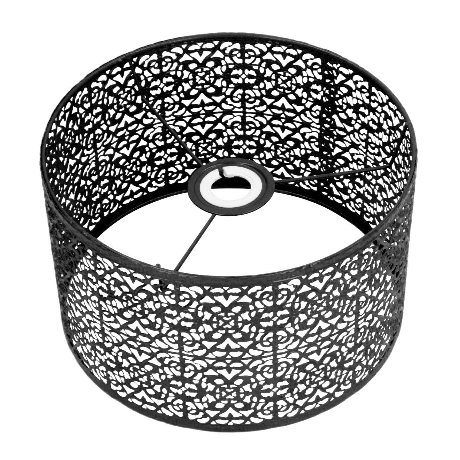 Metal Lamp Shade - Flower Hollow Out Chandelier Lampshade - Table Lamp Cover with Light Accessories for Pendant Floor Lights (Black)
