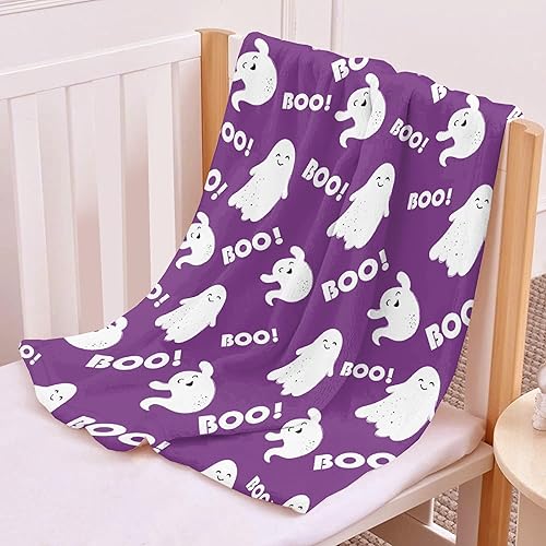 Miniatura 2 de Manta de fantasmas morados para niñas, mujeres y niños, manta ligera de forro polar espeluznante para niños, mantas de franela suave, decorativas,
