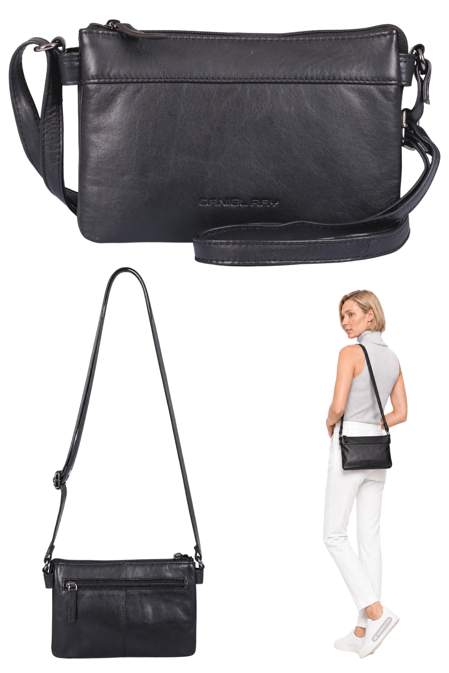Handtasche Leder klein Damen Crossbody Schultertasche Portpirie 1617 +e