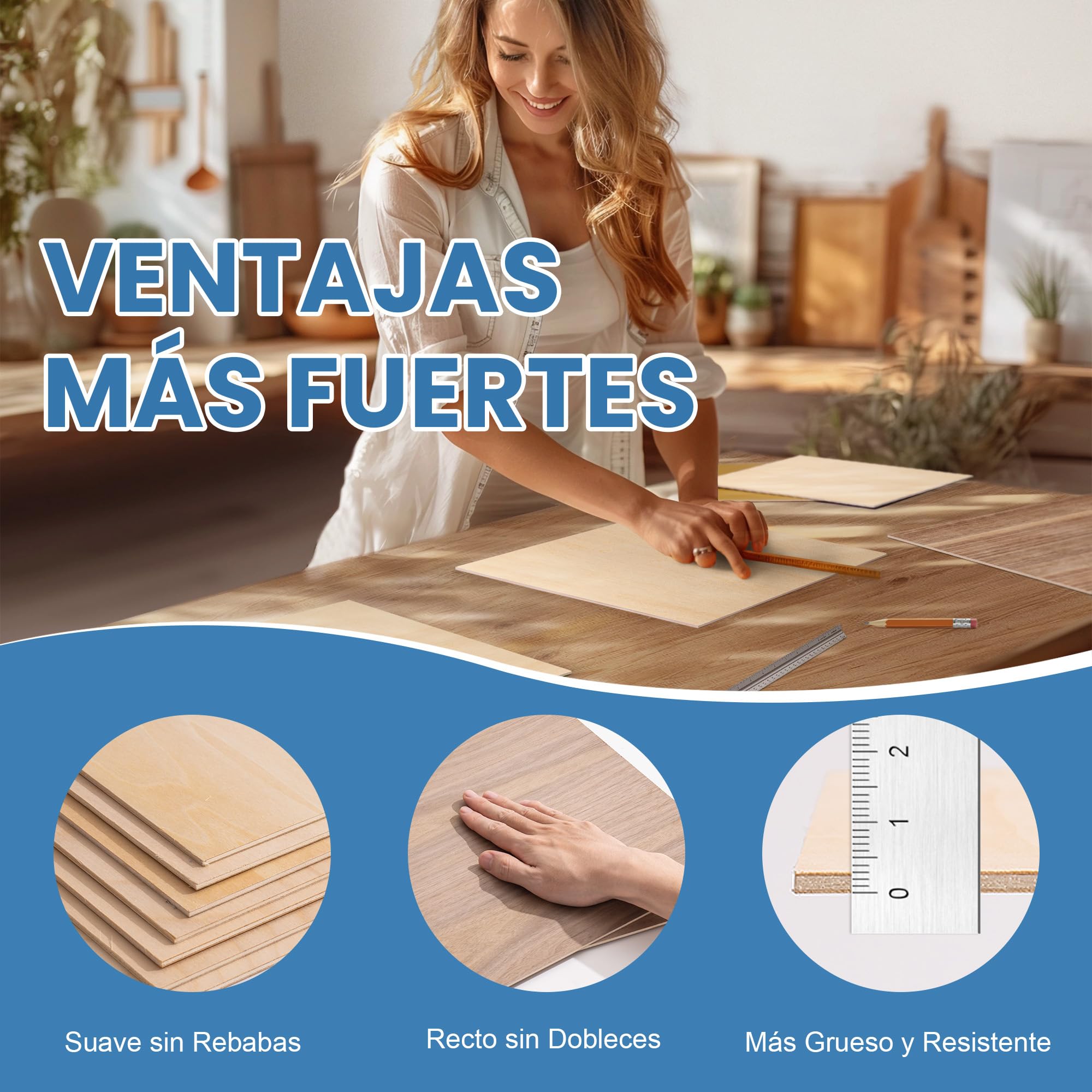 ROBOTIME Hojas de madera contrachapada sin terminar, 10 piezas de 300 x 300 x 3 mm, tablero de madera de nogal para manualidades, pintura, arte de pirografía, decoración del hogar, bricolaje y