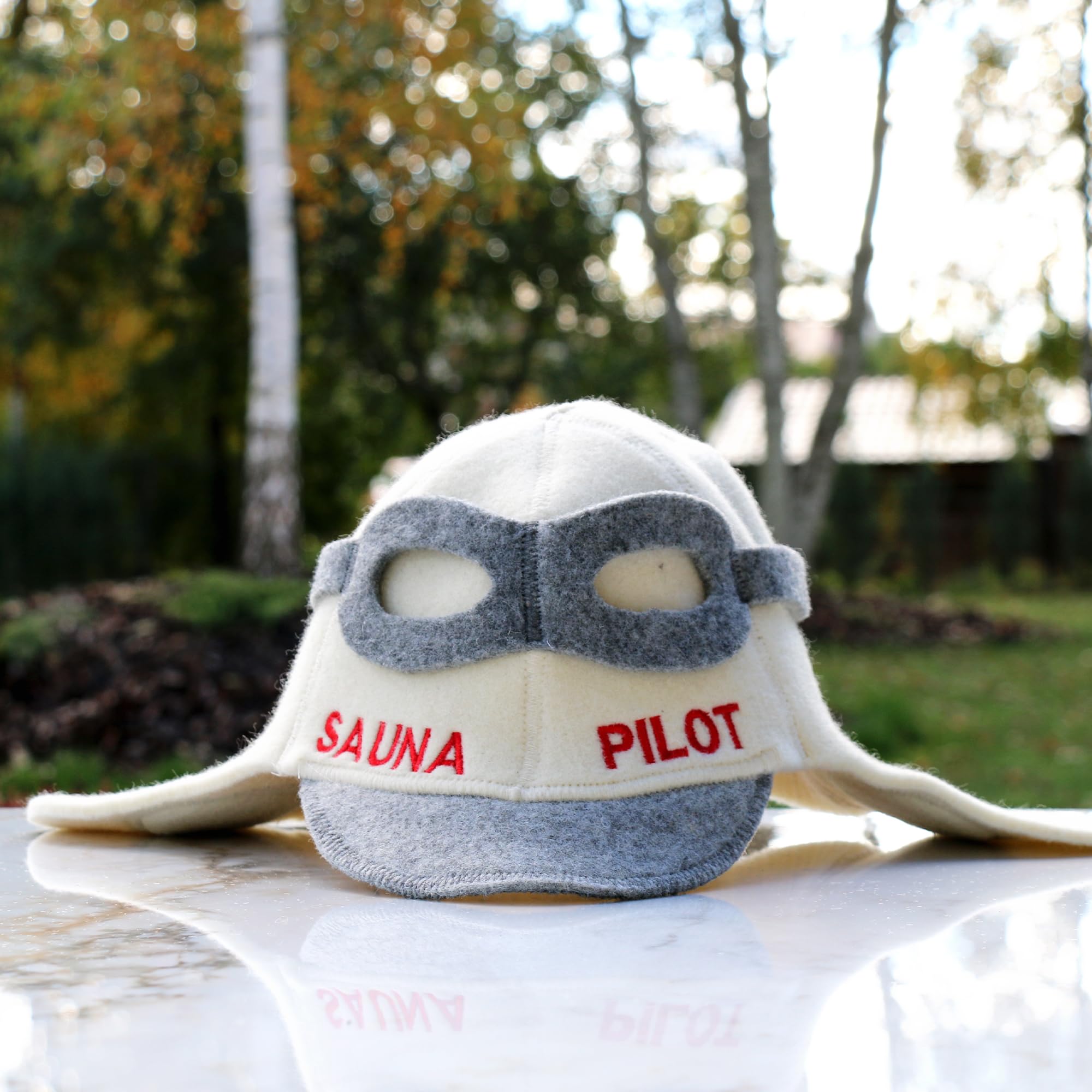 Chapeau de Sauna 'Sauna Pilot' Blanc - Chapeau en Feutre de Laine Biologique