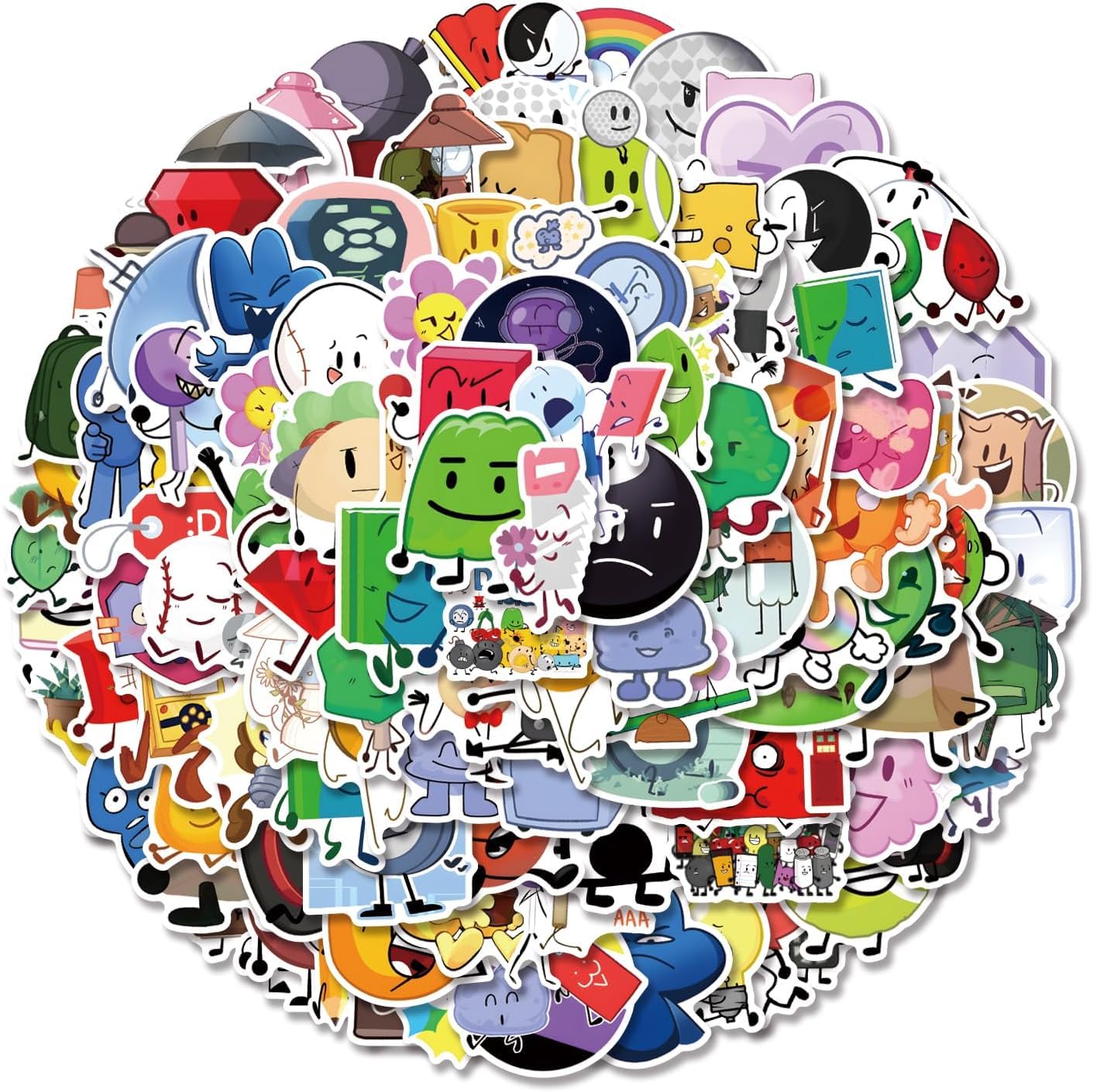 BFDI - 110 adesivi Battle for Dream Island, in vinile, impermeabili, per skateboard, auto, laptop, chitarra, ragazzi e bambini